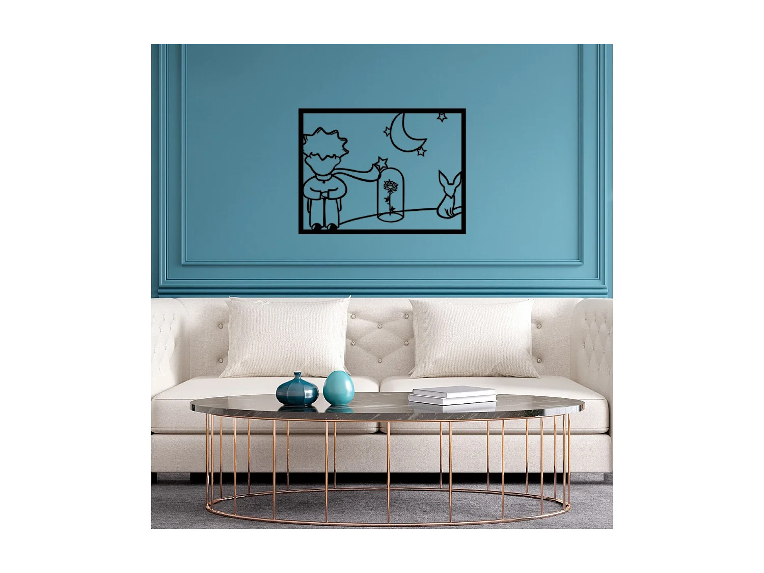 Decoração em Metal Pequeno Príncipe, Preto, 80x1,5x60 cm, EPIKASA