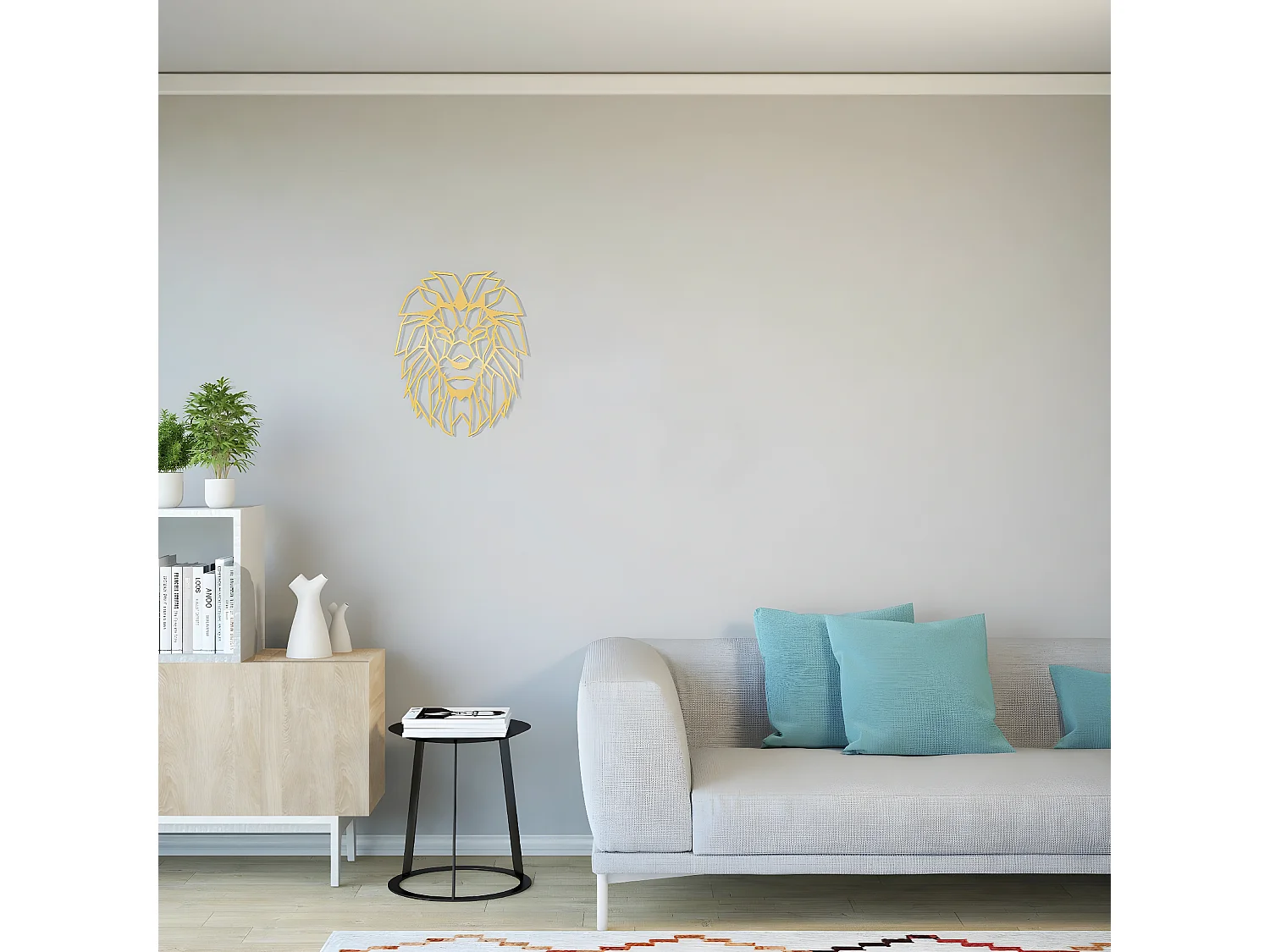 Dekoracja Metalowa Lew 6, Złoto, 40x1,5x50 cm, EPIKASA