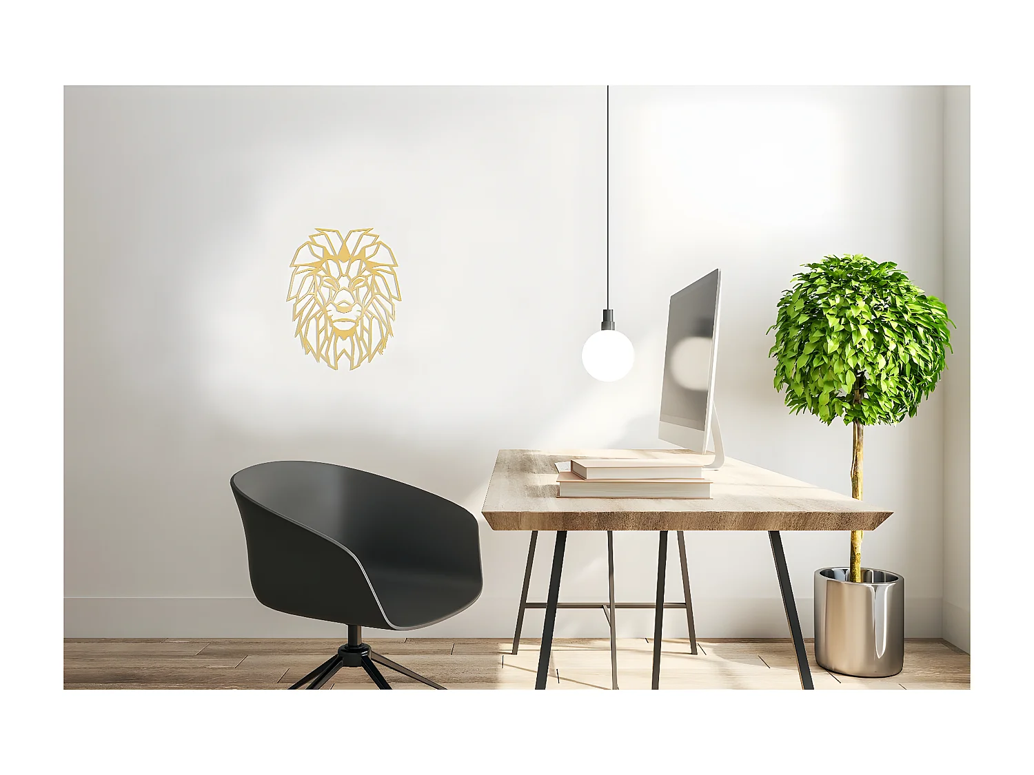 Dekoracja Metalowa Lew 6, Złoto, 40x1,5x50 cm, EPIKASA