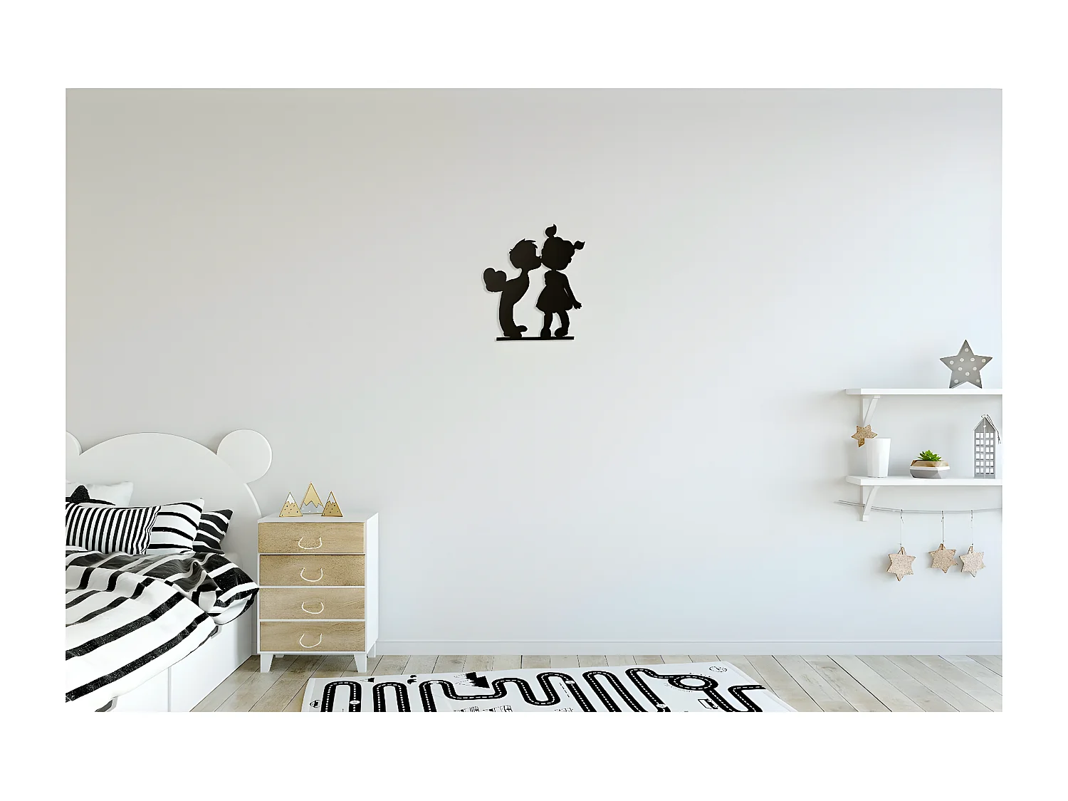 Décoration en Métal Baiser 1, Noir, 45x1,5x51 cm, EPIKASA