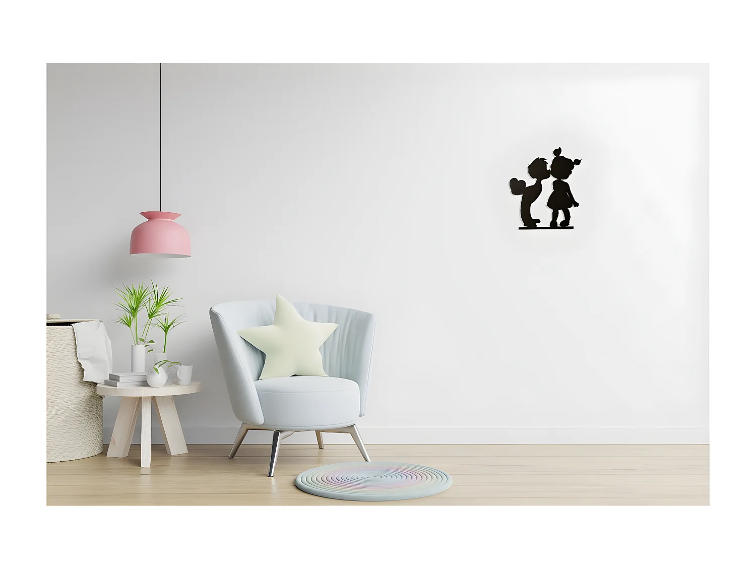 Décoration en Métal Baiser 1, Noir, 45x1,5x51 cm, EPIKASA