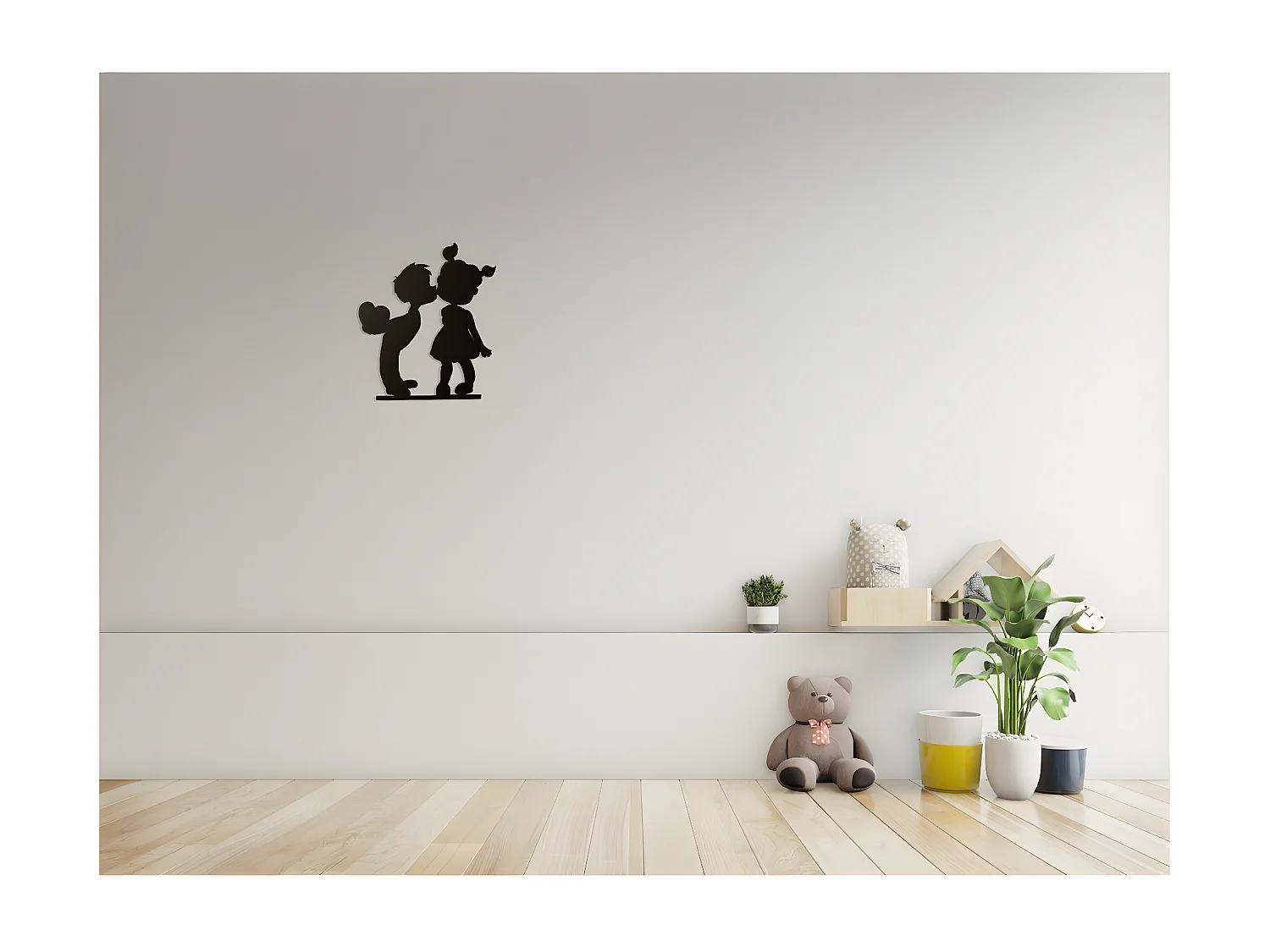 Décoration en Métal Baiser 1, Noir, 45x1,5x51 cm, EPIKASA