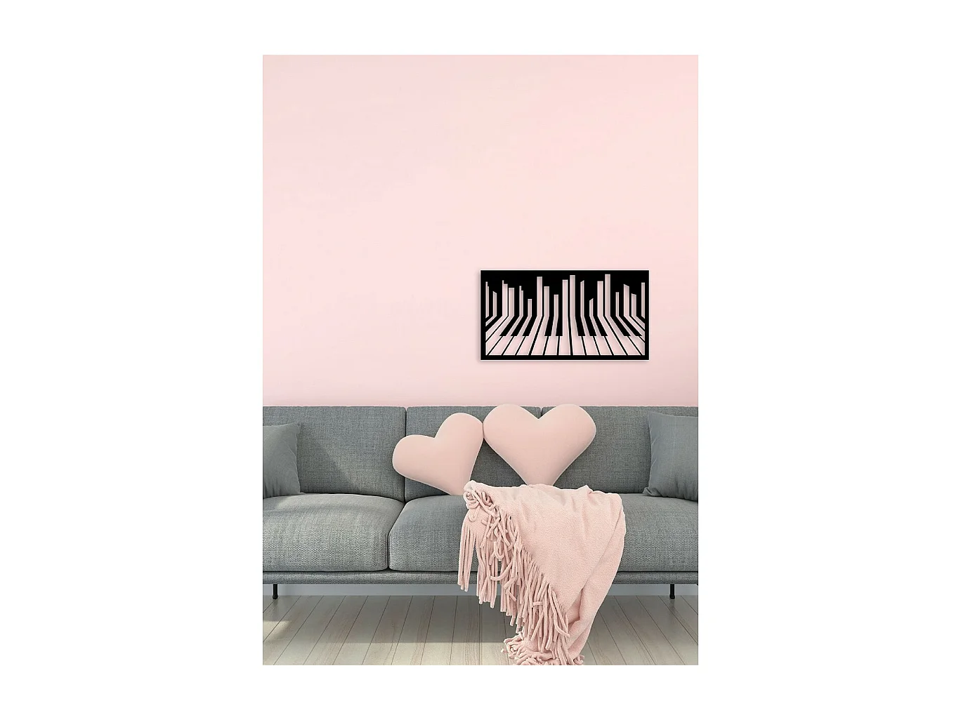 Decoração em Metal Pianoforte 11, Preto, 70x1,5x37 cm, EPIKASA