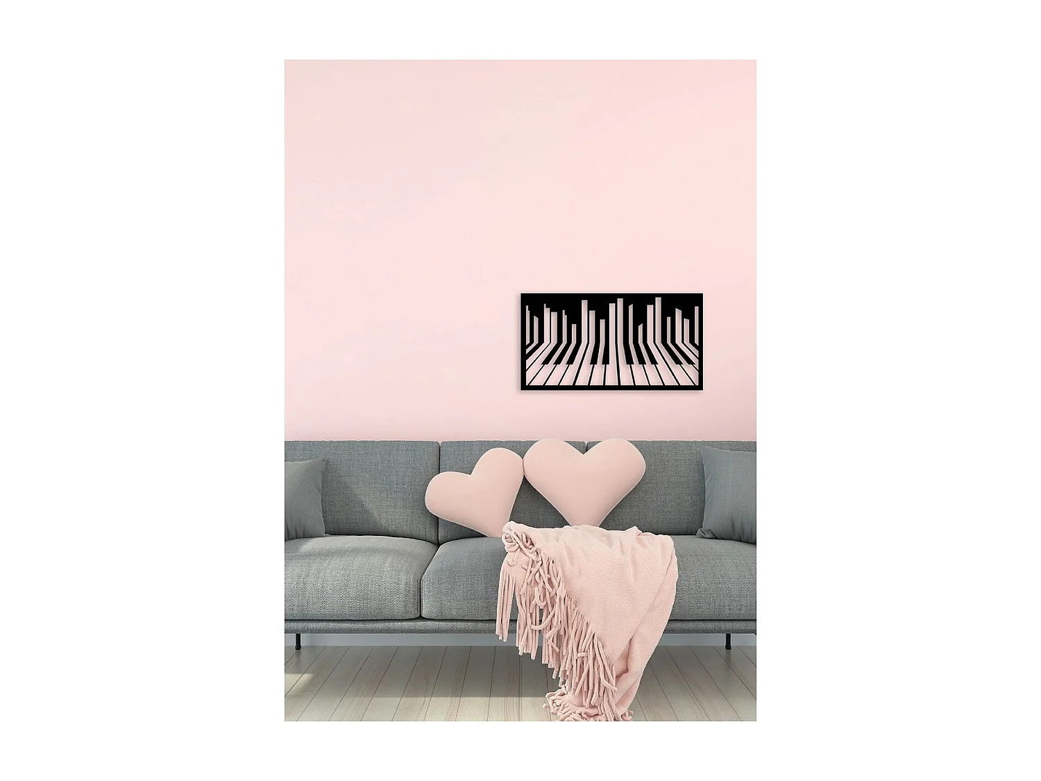 Decoração em Metal Pianoforte 11, Preto, 70x1,5x37 cm, EPIKASA