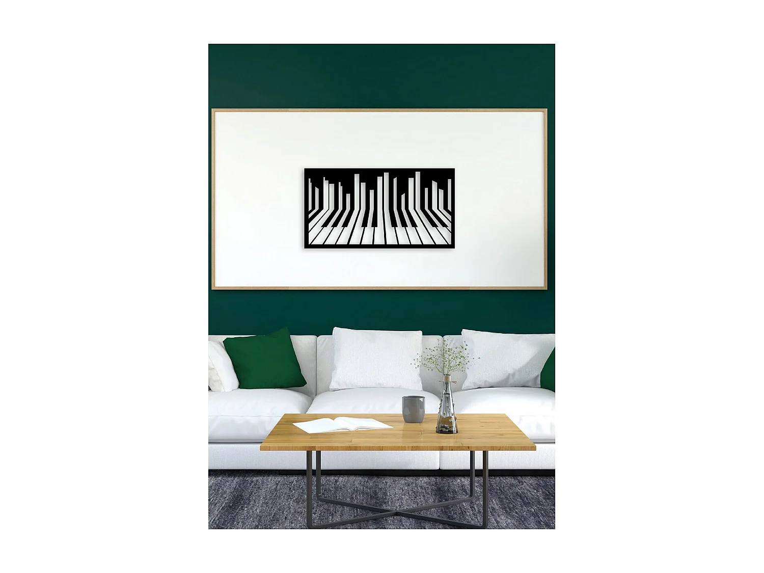 Decoração em Metal Pianoforte 11, Preto, 70x1,5x37 cm, EPIKASA