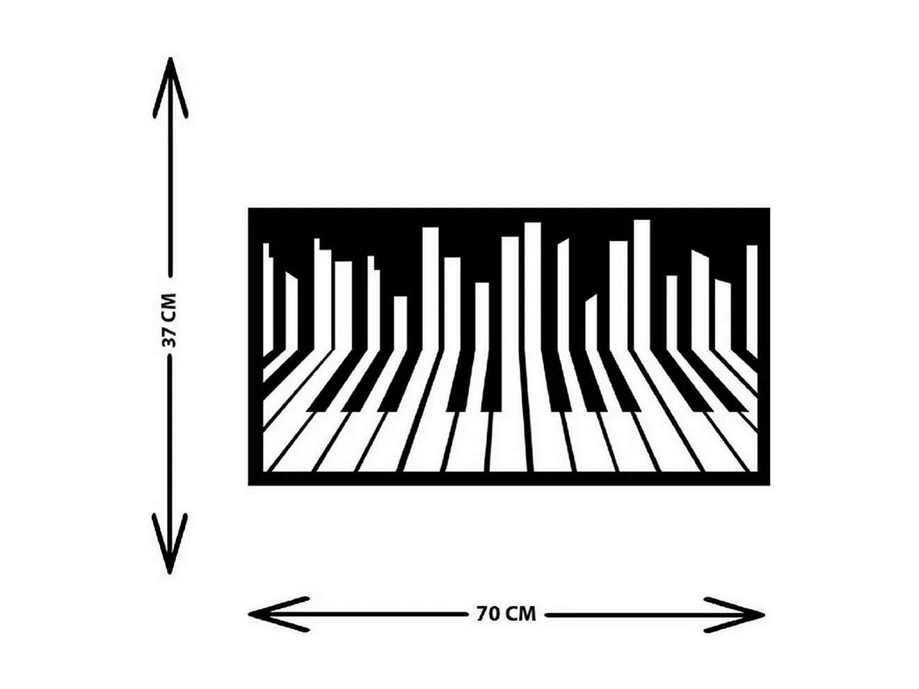 Decoração em Metal Pianoforte 11, Preto, 70x1,5x37 cm, EPIKASA