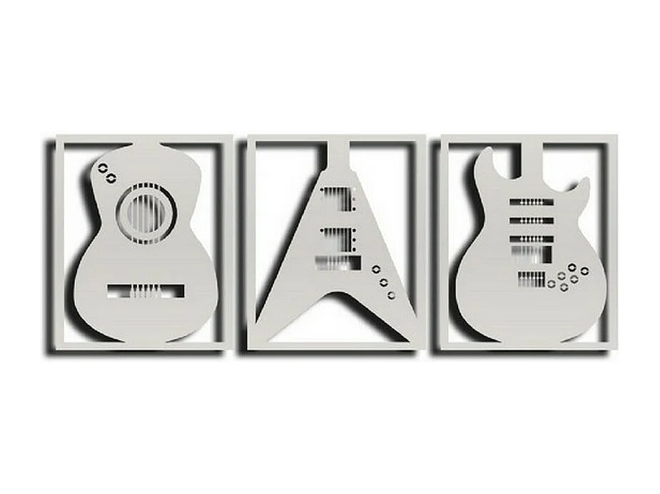 Décoration en Métal Guitare 18, Argent, 180x1,5x73 cm, EPIKASA