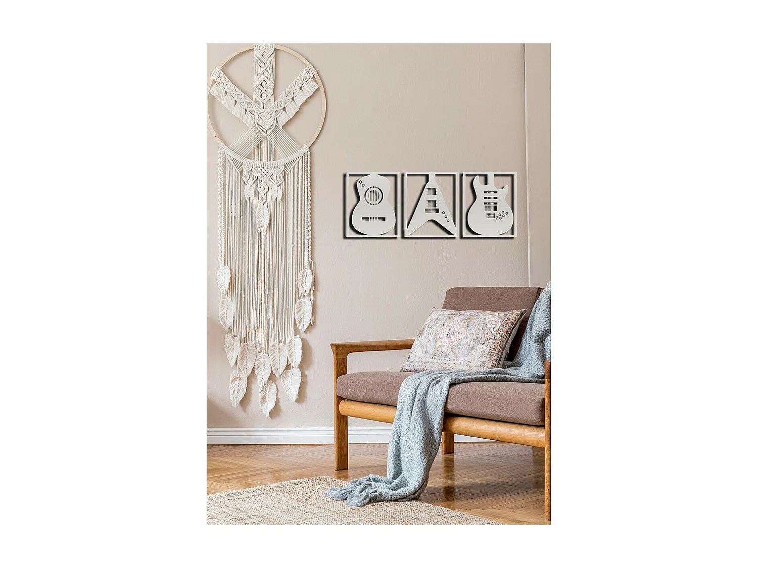 Décoration en Métal Guitare 18, Argent, 180x1,5x73 cm, EPIKASA