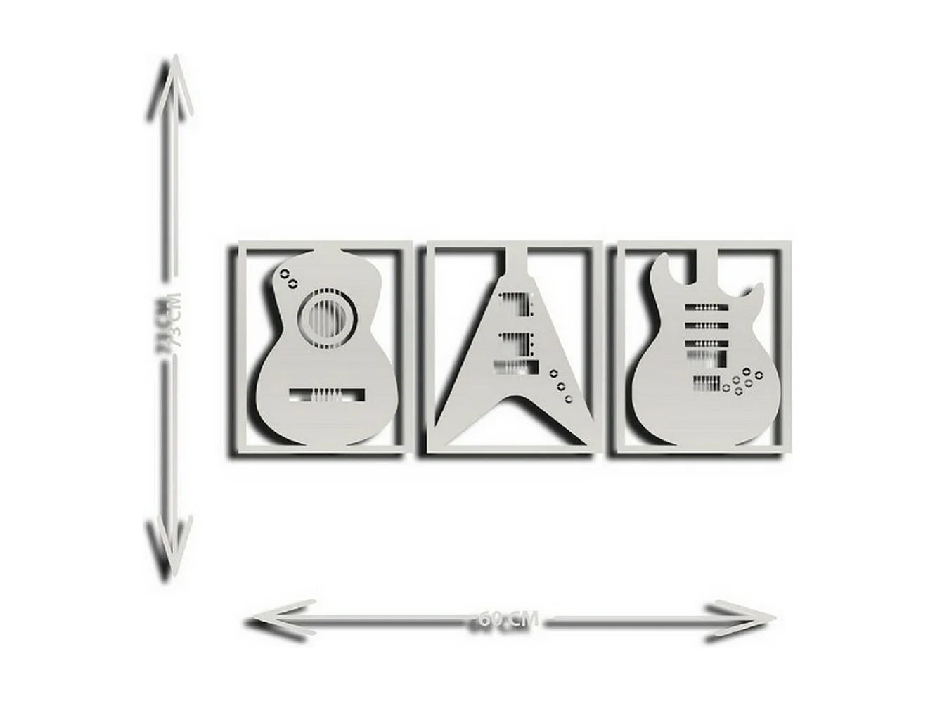 Décoration en Métal Guitare 18, Argent, 180x1,5x73 cm, EPIKASA