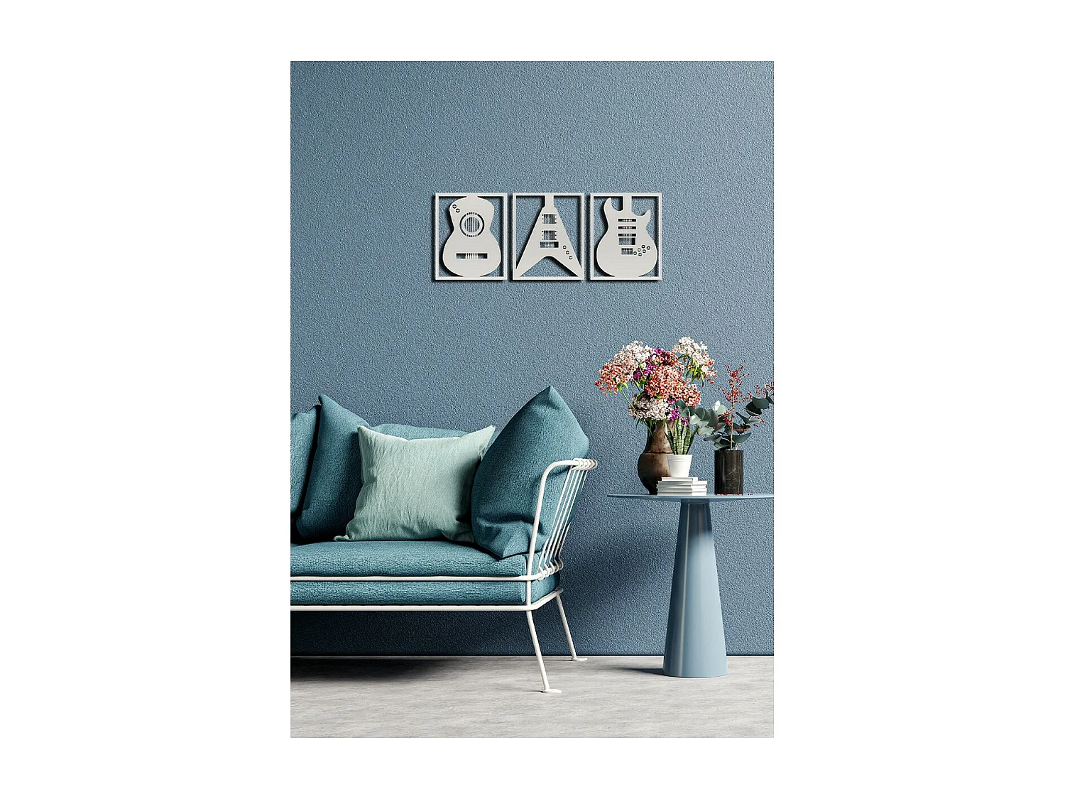 Décoration en Métal Guitare 18, Argent, 180x1,5x73 cm, EPIKASA