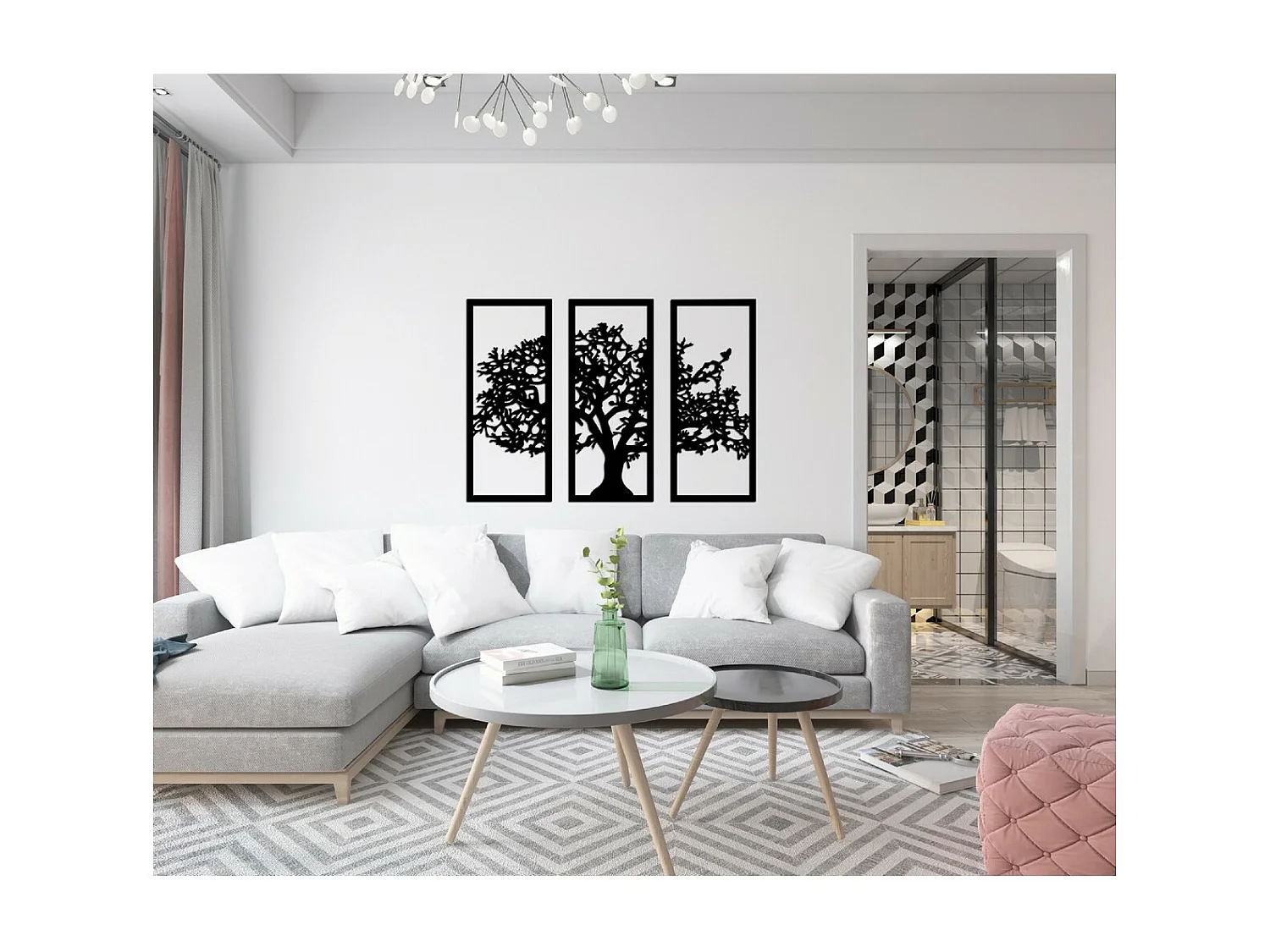 Decorazione in Metallo Albero 31, Nero, 108x1,5x75 cm, EPIKASA