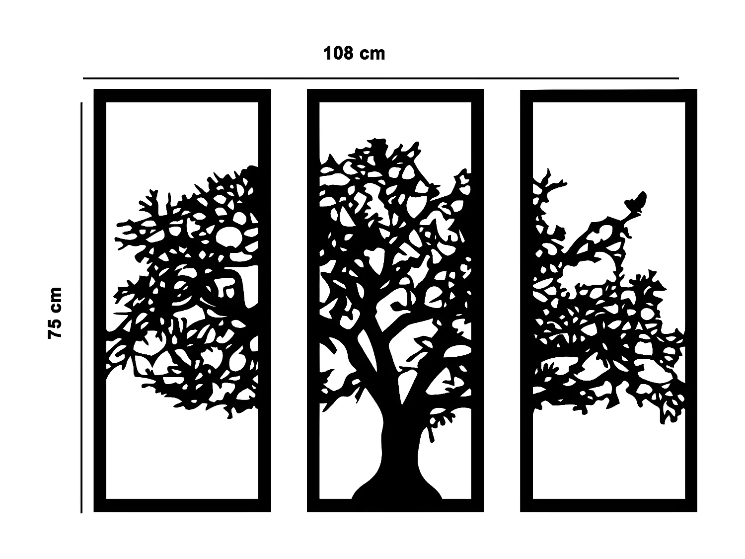 Decorazione in Metallo Albero 31, Nero, 108x1,5x75 cm, EPIKASA
