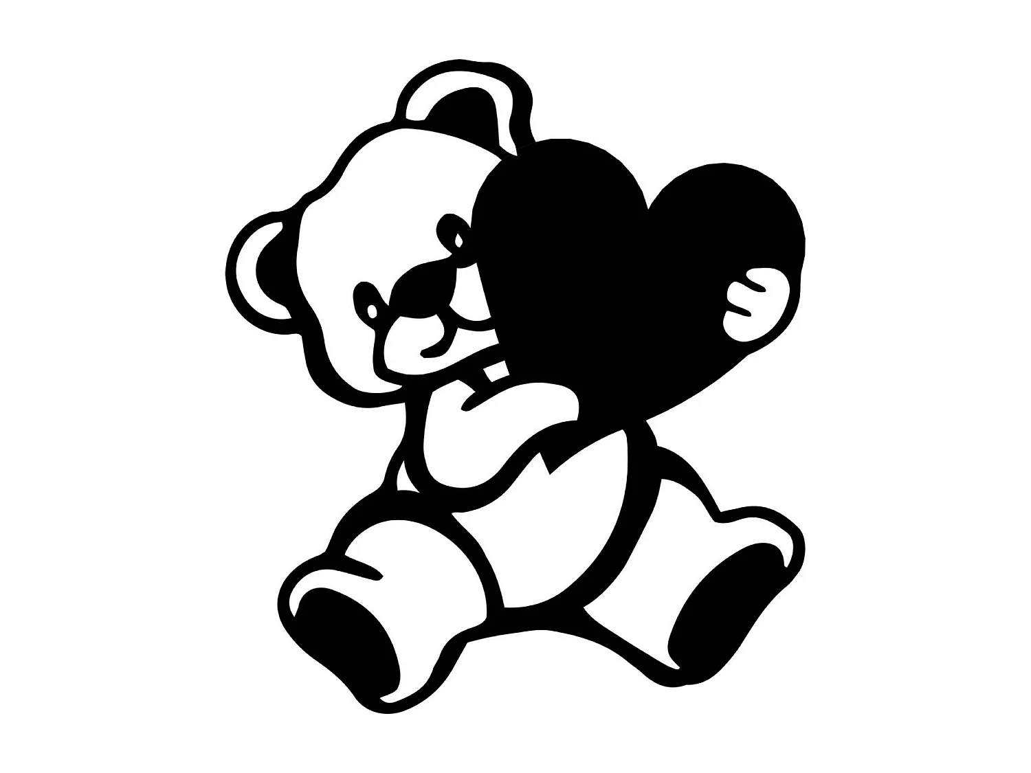 Décoration en Métal Nounours 2, Noir, 58x1,5x65 cm, EPIKASA