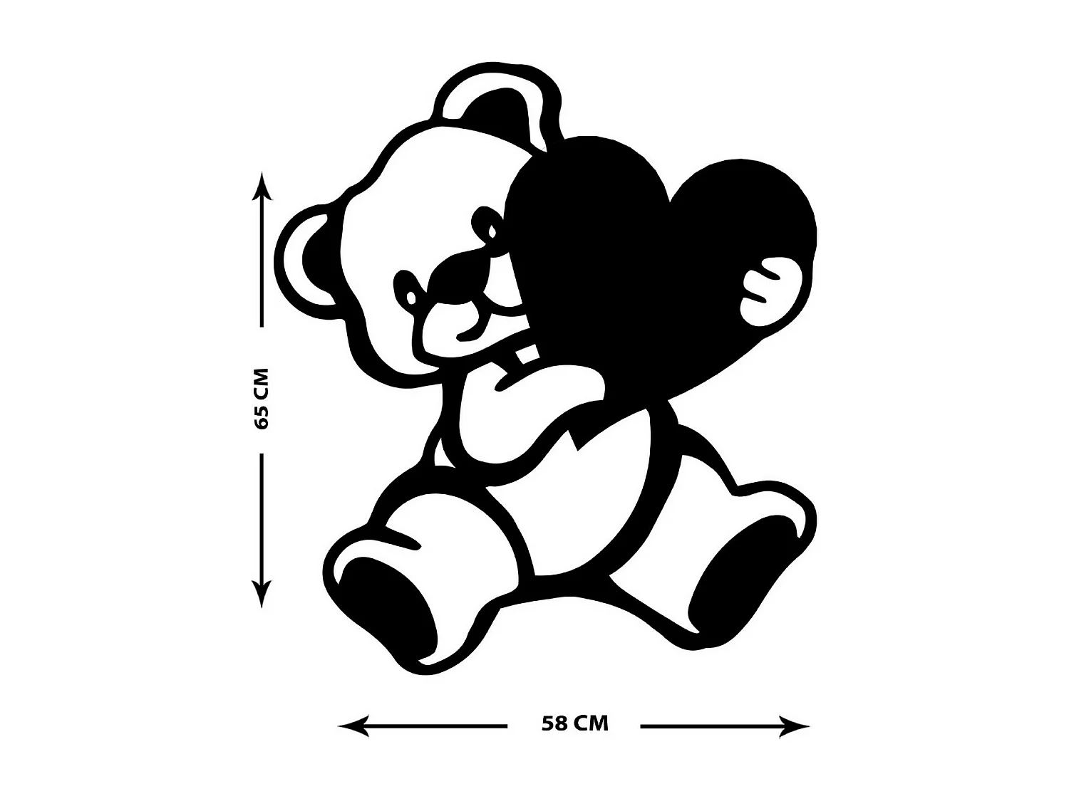 Décoration en Métal Nounours 2, Noir, 58x1,5x65 cm, EPIKASA