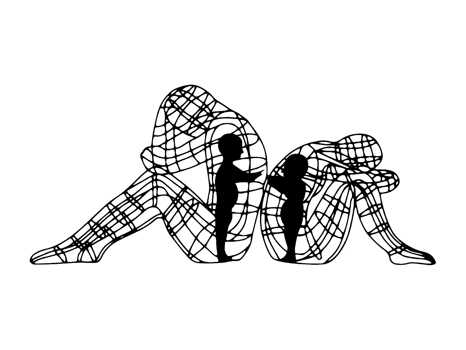 Décoration en Métal Personnes, Noir, 102x1,5x45 cm, EPIKASA