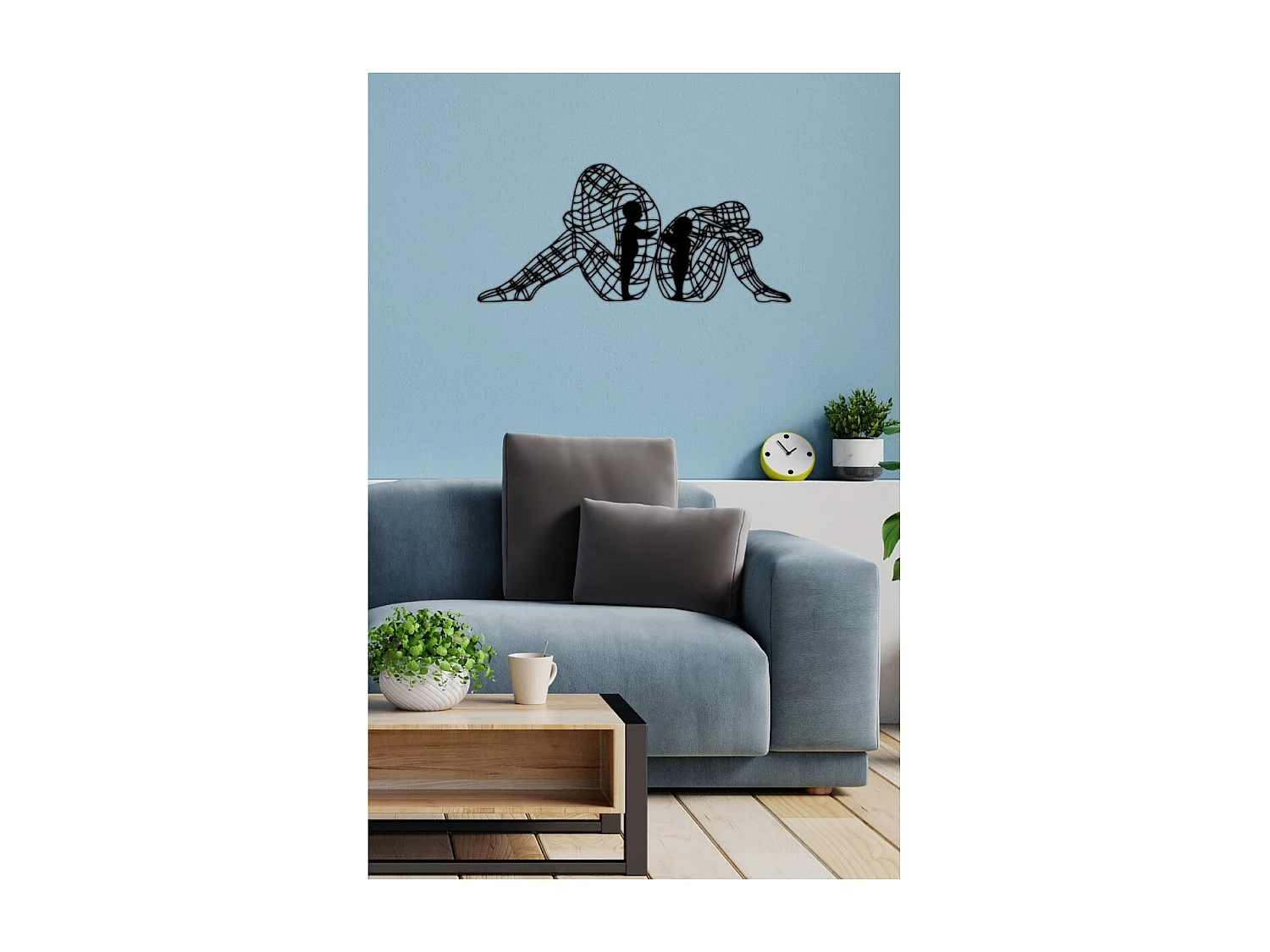 Décoration en Métal Personnes, Noir, 102x1,5x45 cm, EPIKASA