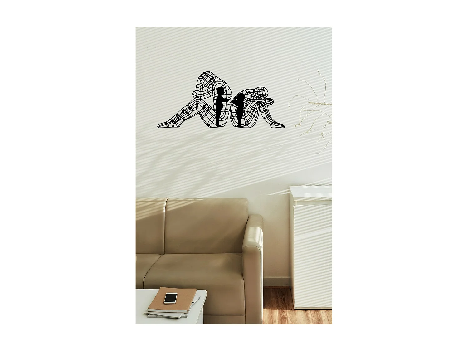 Décoration en Métal Personnes, Noir, 102x1,5x45 cm, EPIKASA