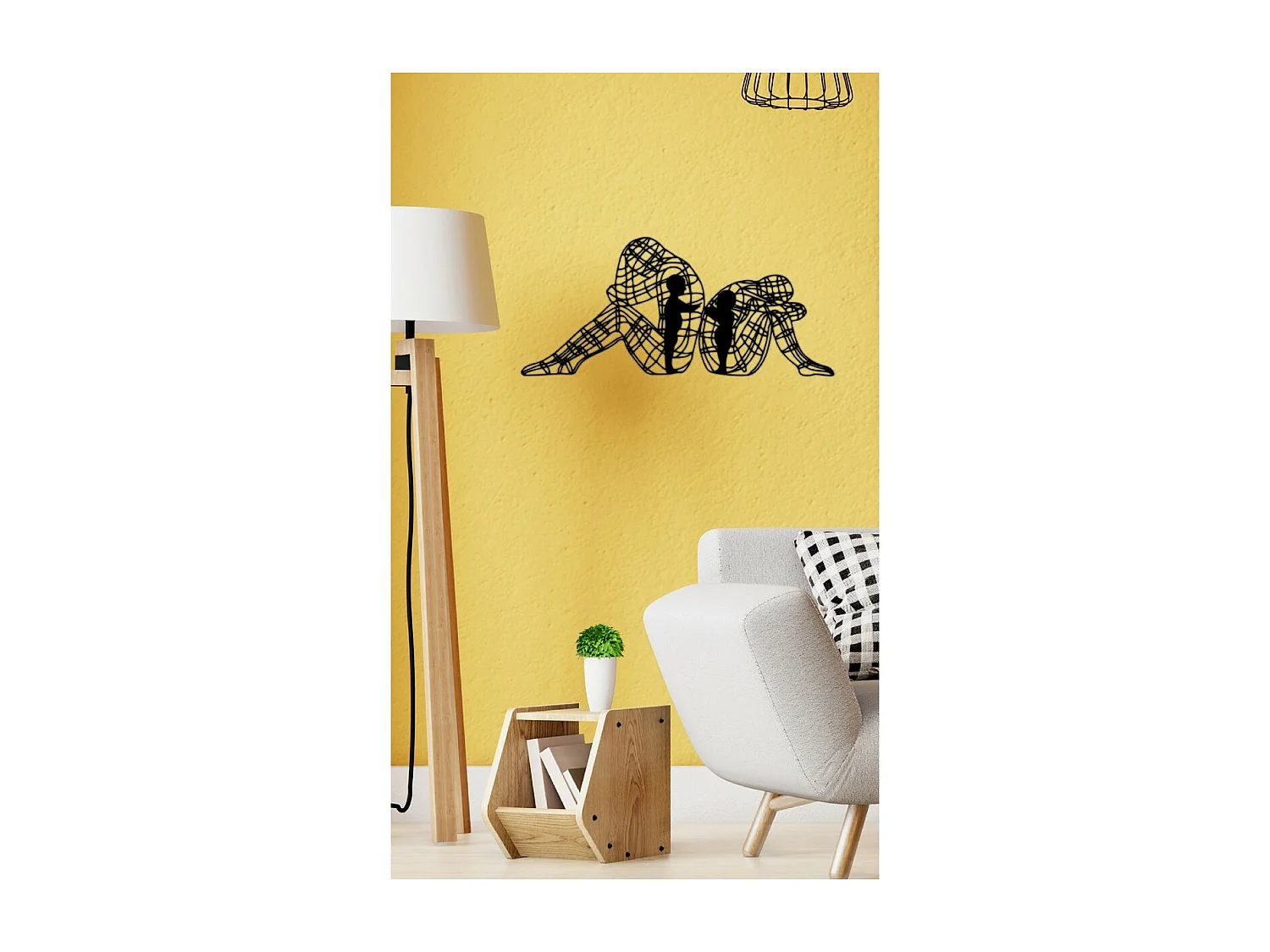 Décoration en Métal Personnes, Noir, 102x1,5x45 cm, EPIKASA