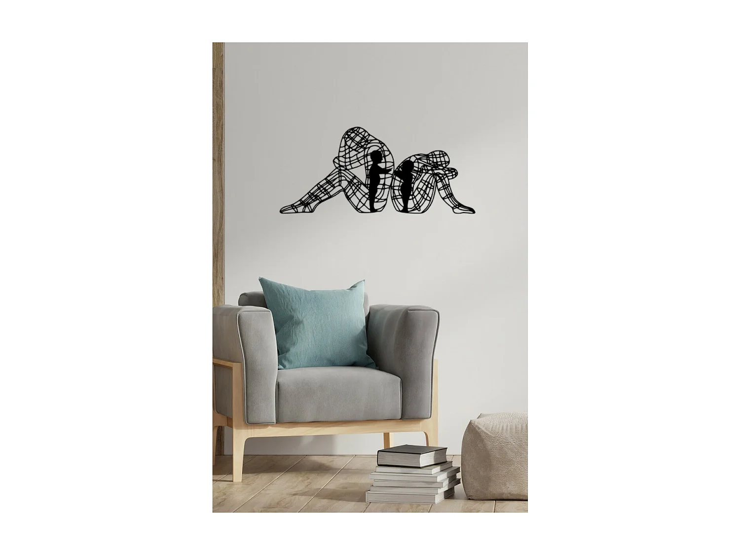 Décoration en Métal Personnes, Noir, 102x1,5x45 cm, EPIKASA