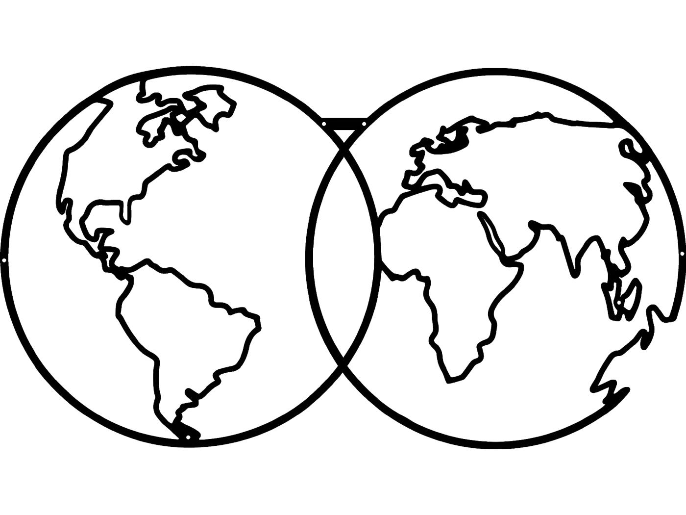 Decoraci N De Metal Mapa Del Mundo Negro X X Cm Epikasa