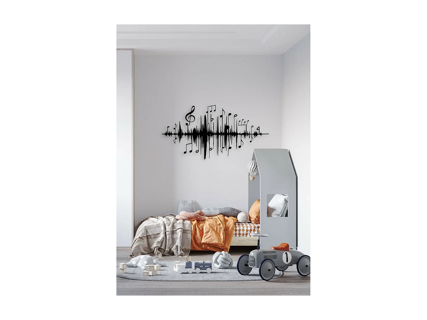 Décoration en Métal Music beat 7, Noir, 101x1,5x52 cm, EPIKASA