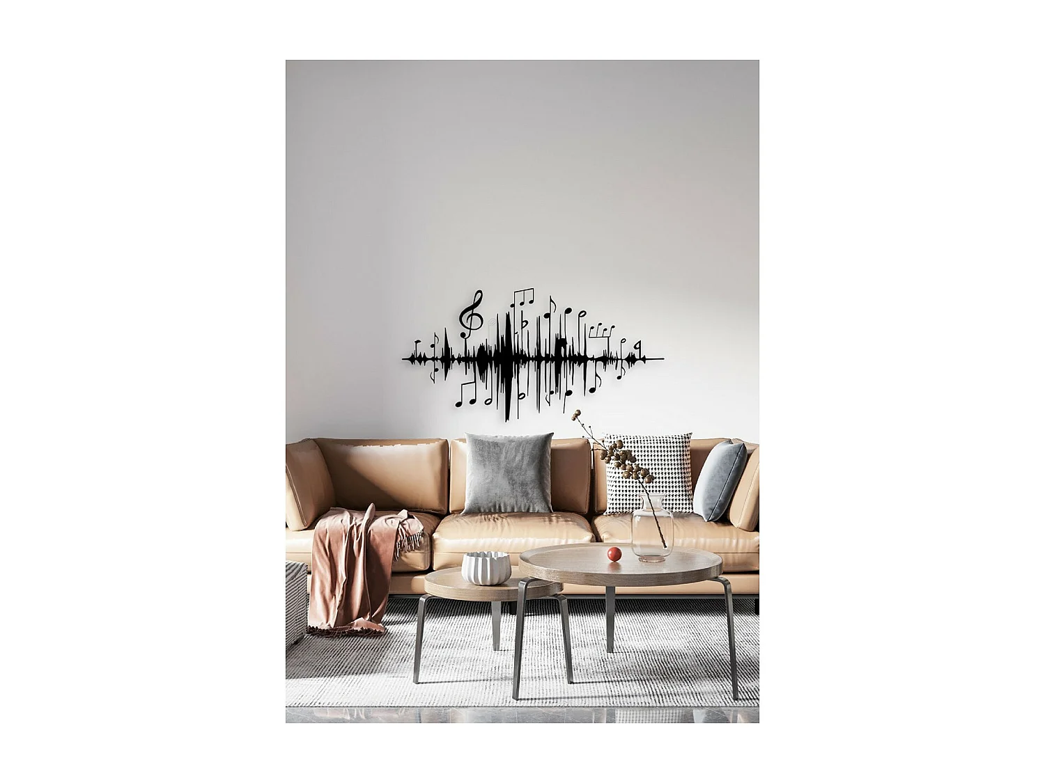 Décoration en Métal Music beat 7, Noir, 101x1,5x52 cm, EPIKASA