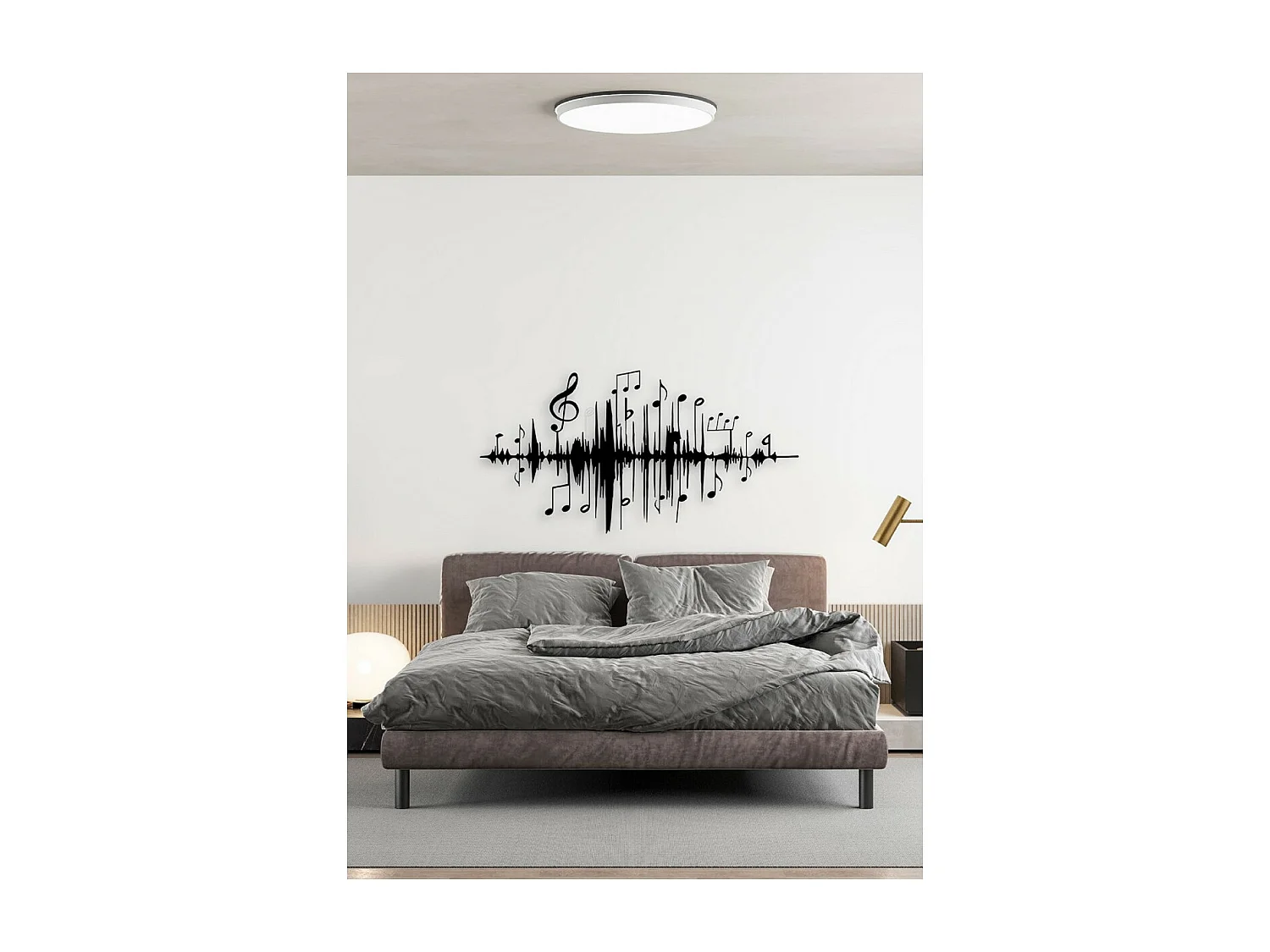 Décoration en Métal Music beat 7, Noir, 101x1,5x52 cm, EPIKASA