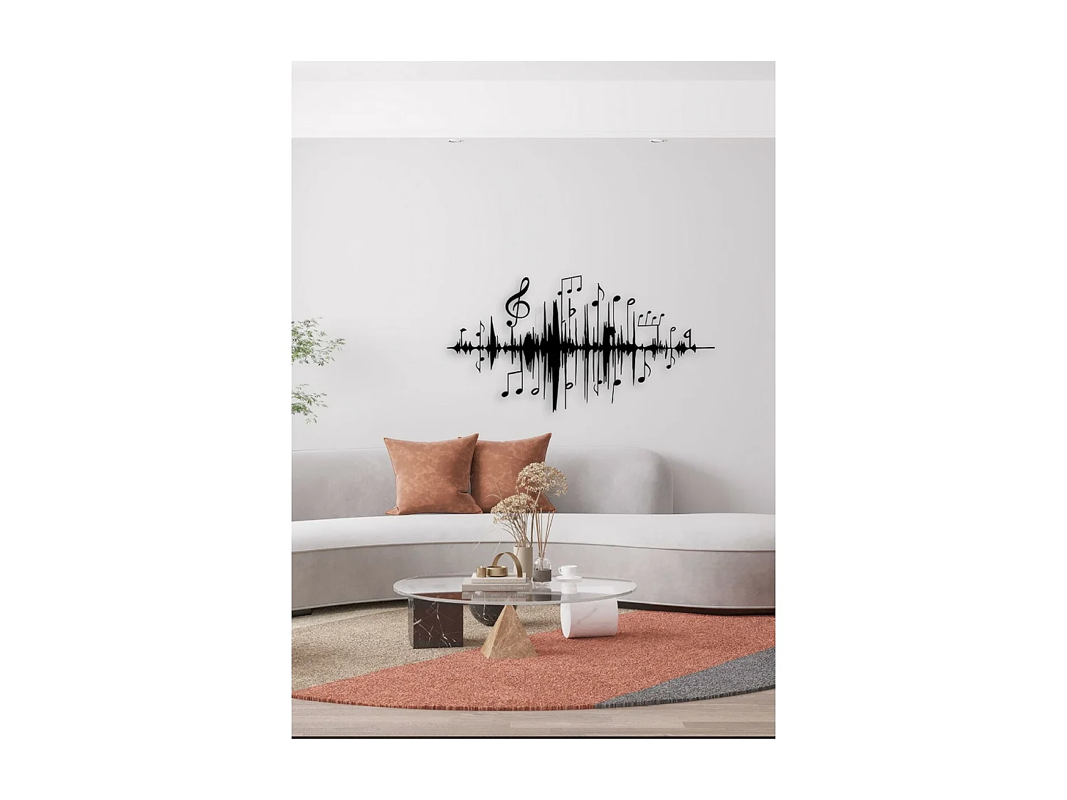 Décoration en Métal Music beat 7, Noir, 101x1,5x52 cm, EPIKASA