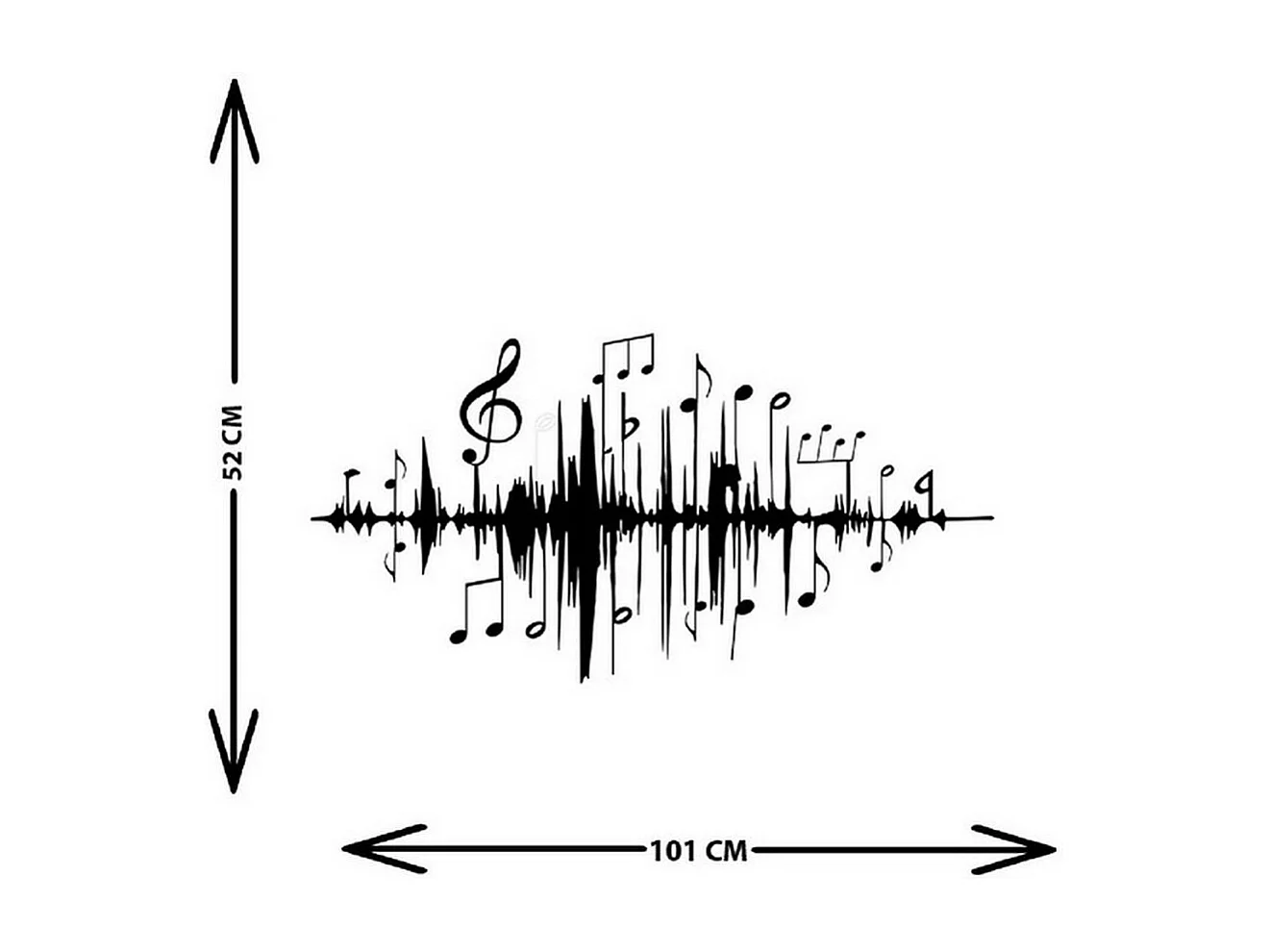 Décoration en Métal Music beat 7, Noir, 101x1,5x52 cm, EPIKASA