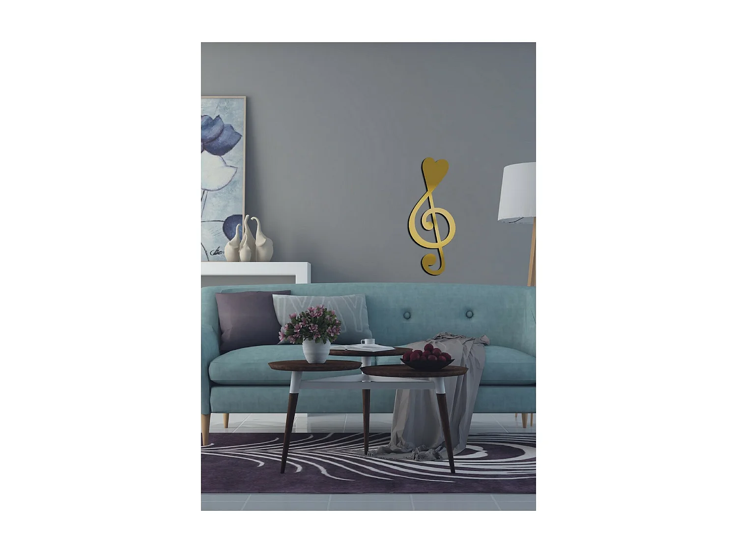 Décoration en Métal Clé de Violon 4, Or, 28x1,5x70 cm, EPIKASA