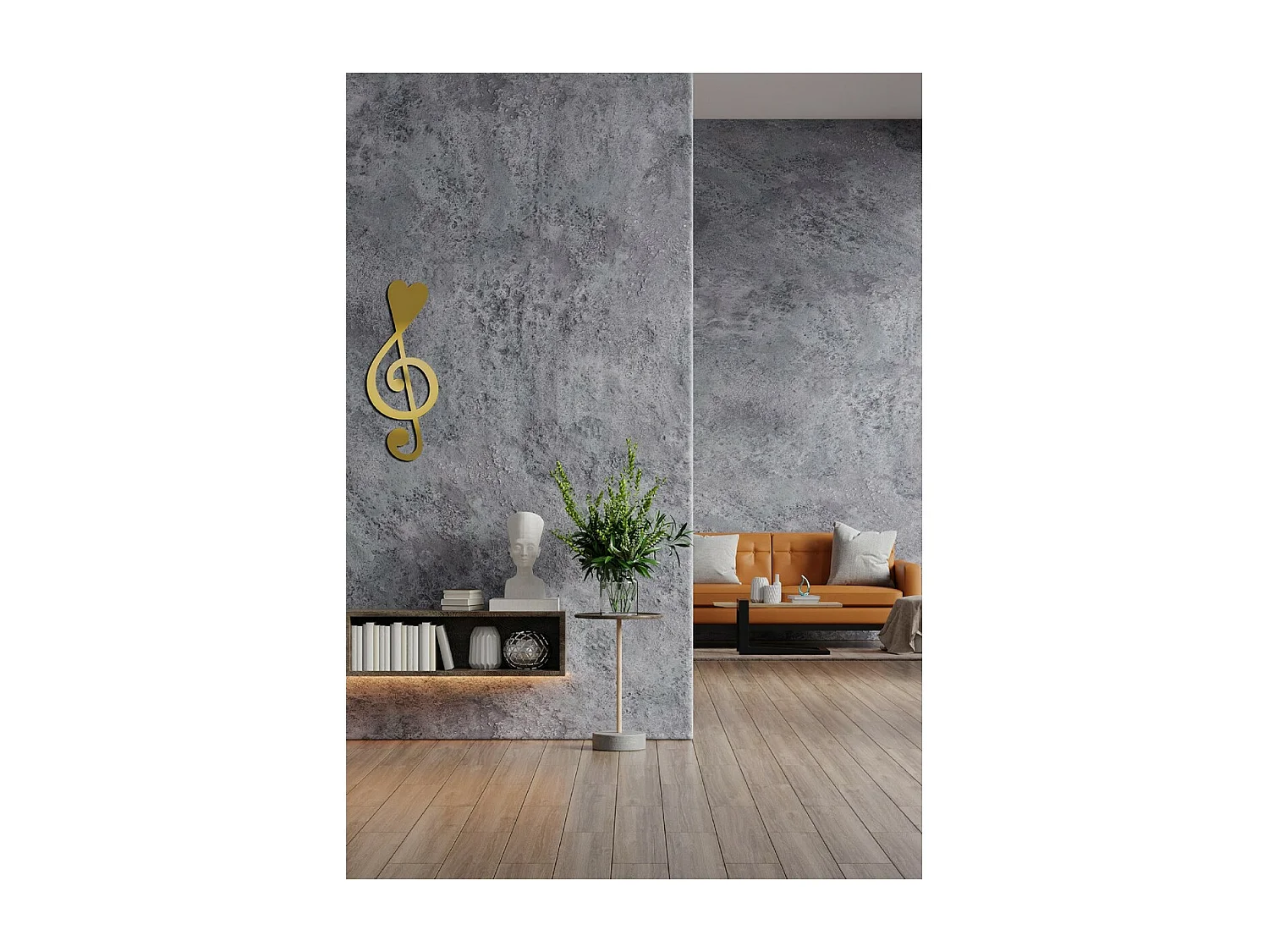 Décoration en Métal Clé de Violon 4, Or, 28x1,5x70 cm, EPIKASA