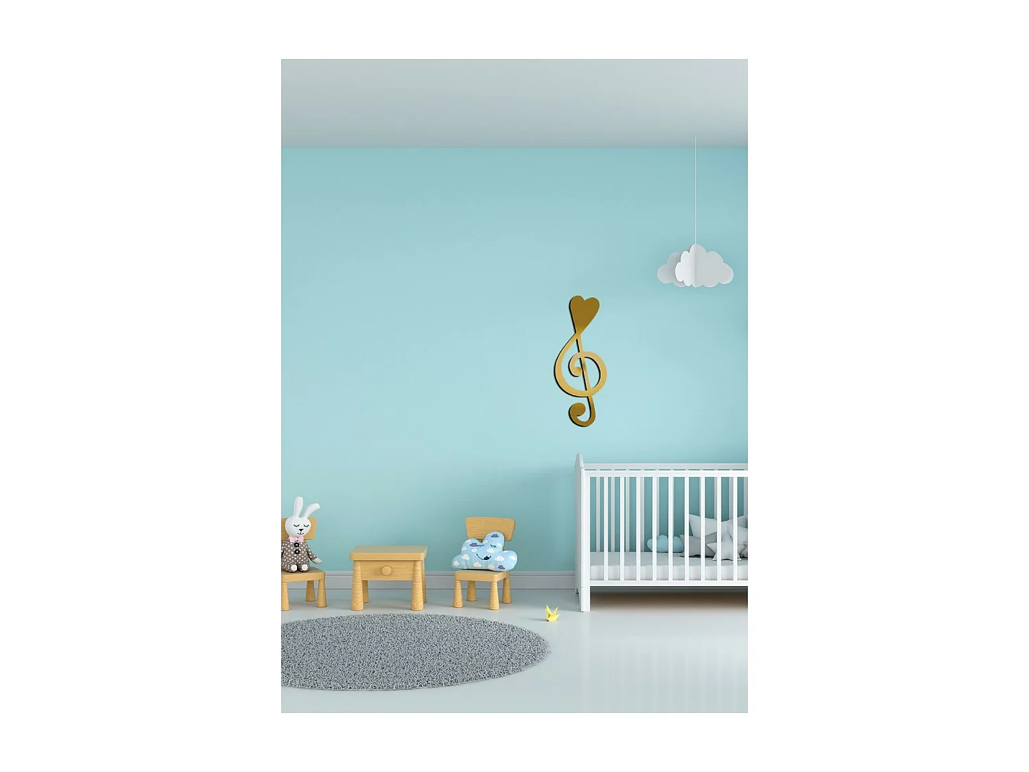 Décoration en Métal Clé de Violon 4, Or, 28x1,5x70 cm, EPIKASA