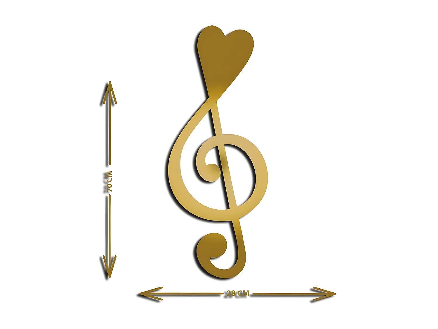 Décoration en Métal Clé de Violon 4, Or, 28x1,5x70 cm, EPIKASA
