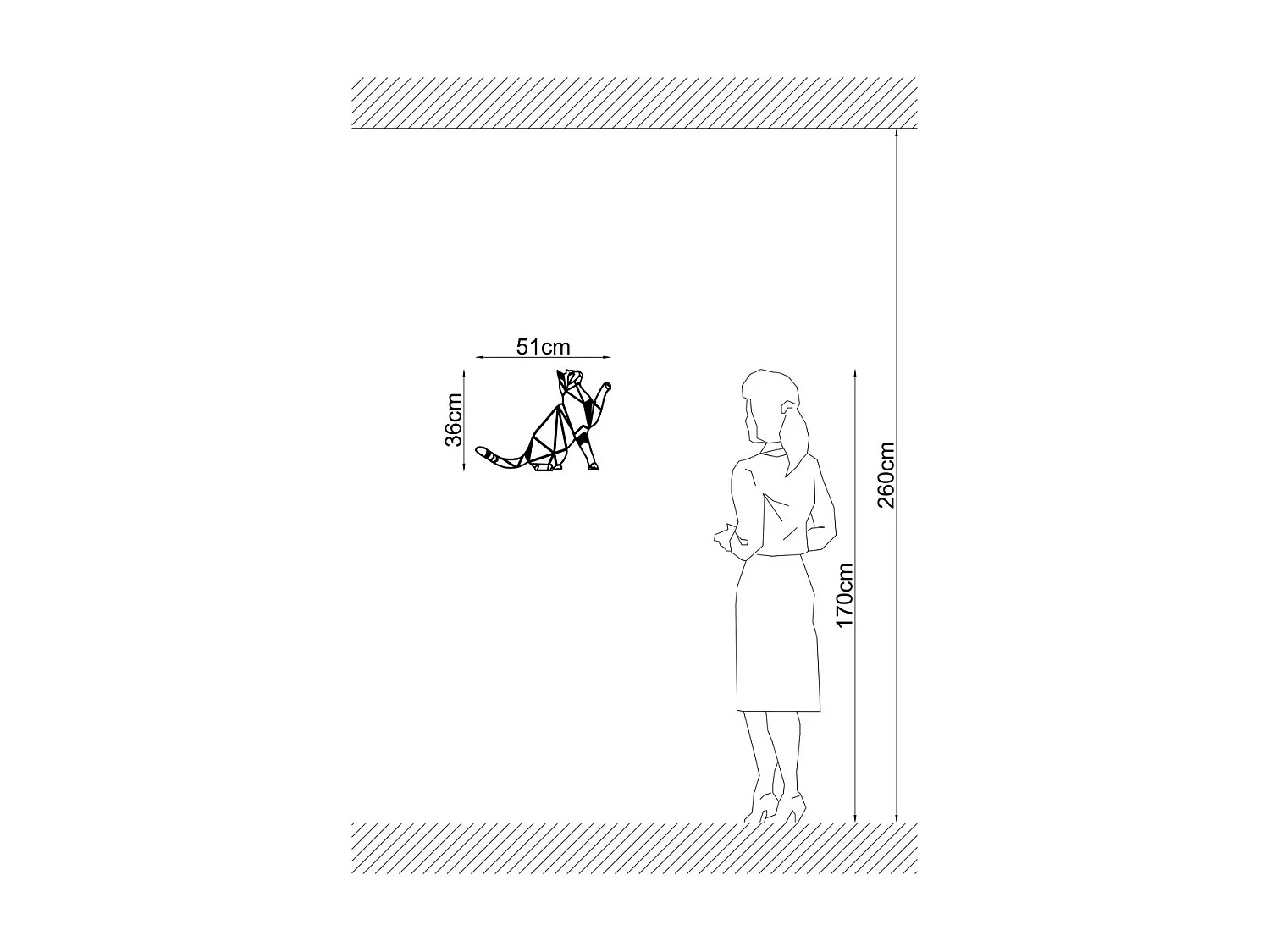 Decoração em Metal Gatos 3, Preto, 51x1,5x36 cm, EPIKASA