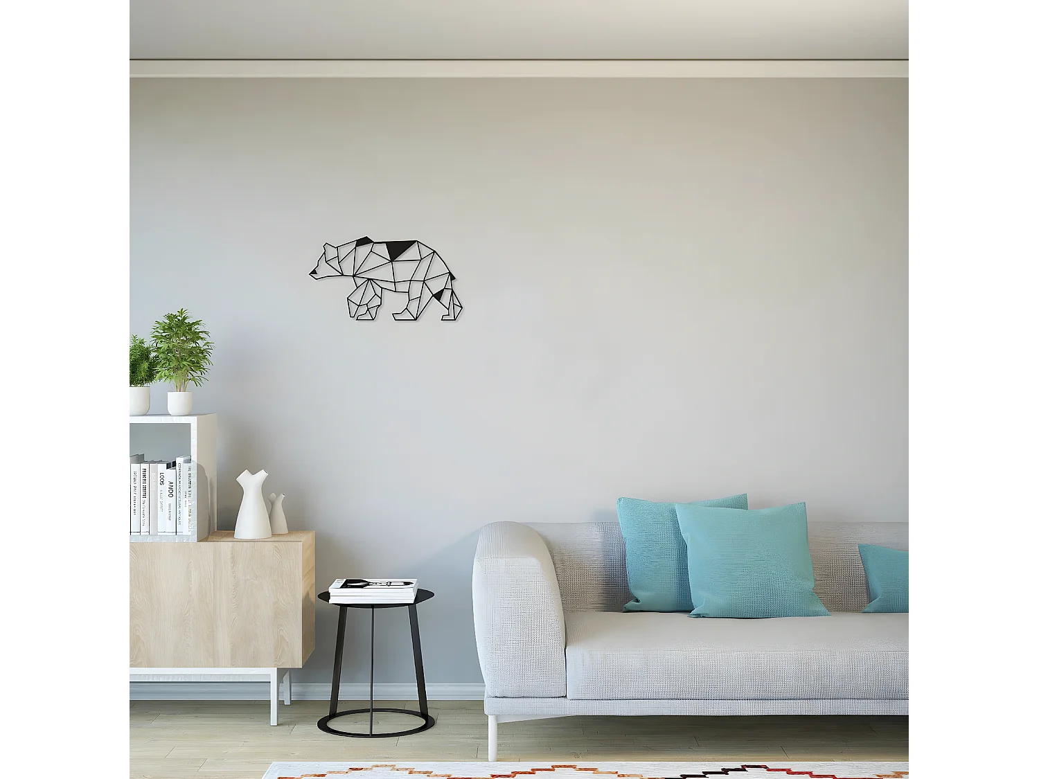 Metalen Decoratie Beer 4 - Zwart - 55x1,5x30 cm - EPIKASA