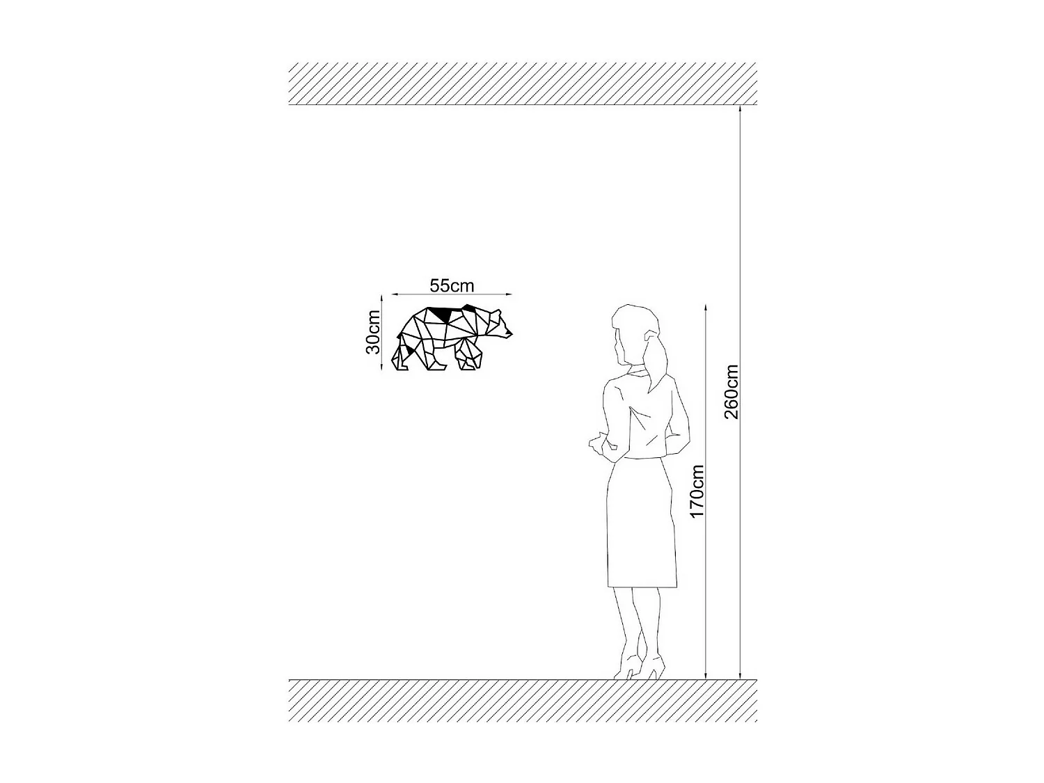 Metalen Decoratie Beer 4 - Zwart - 55x1,5x30 cm - EPIKASA