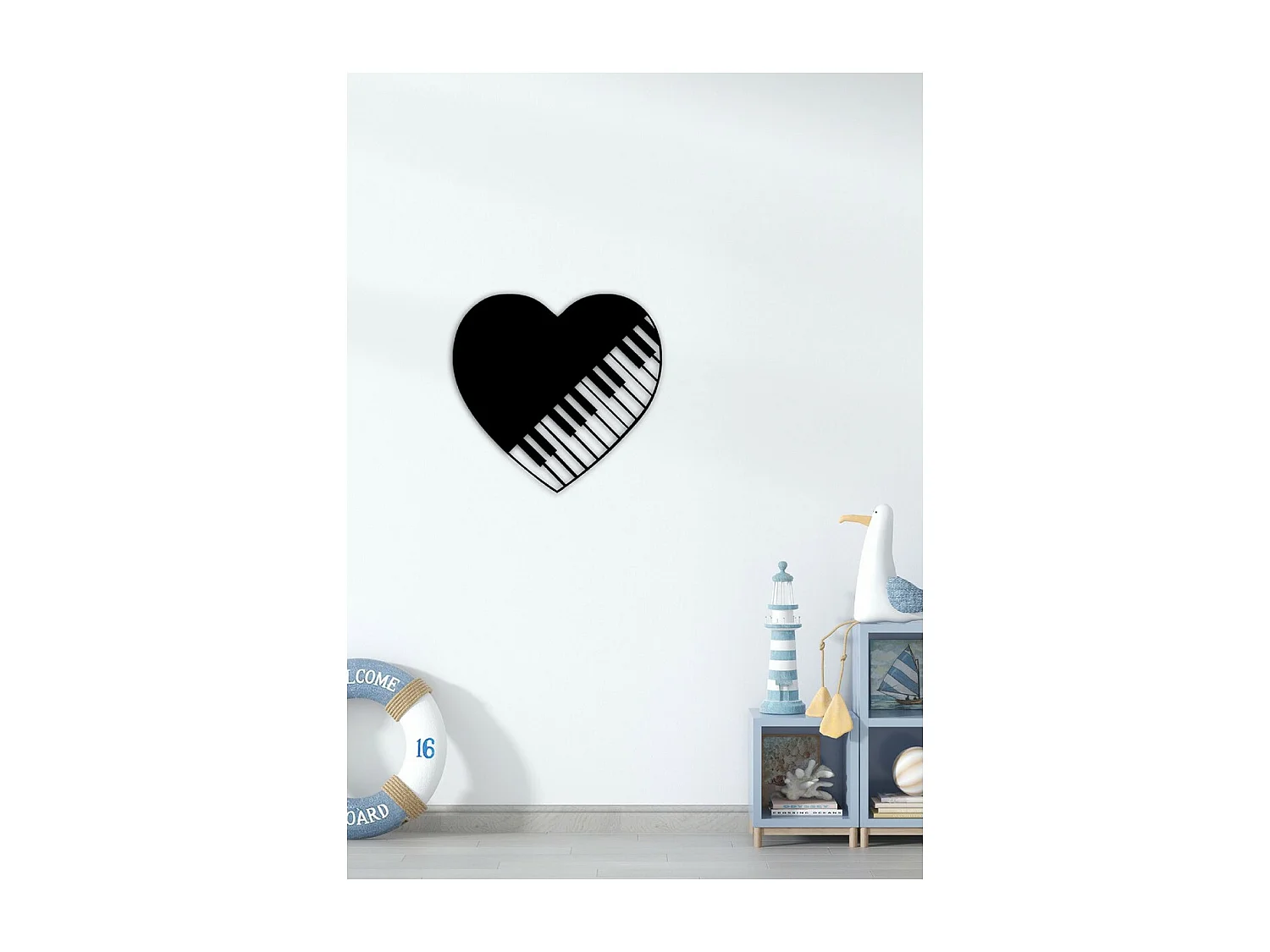 Decoração em Metal Pianoforte 9, Preto, 63x1,5x60 cm, EPIKASA