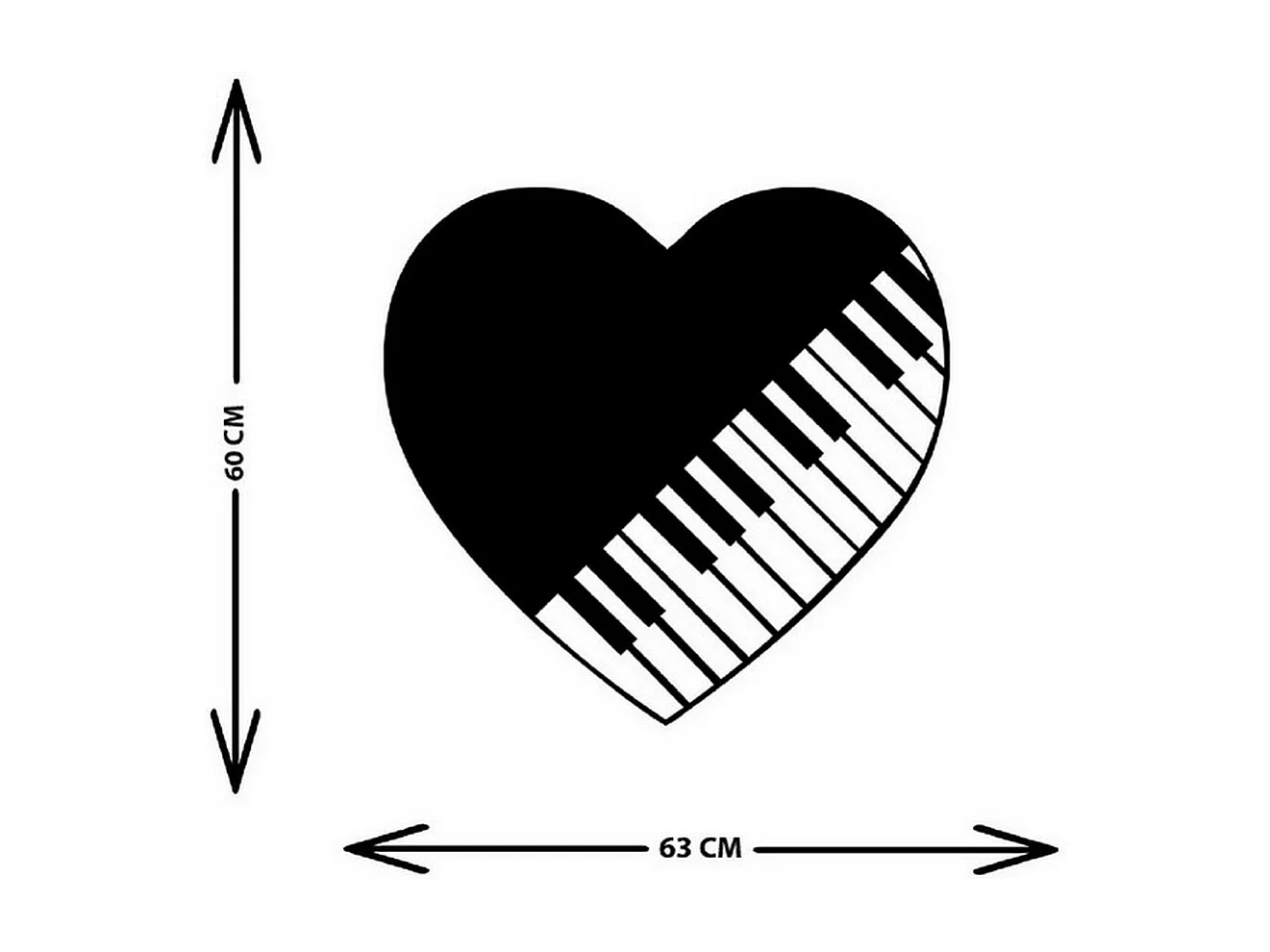 Decoração em Metal Pianoforte 9, Preto, 63x1,5x60 cm, EPIKASA