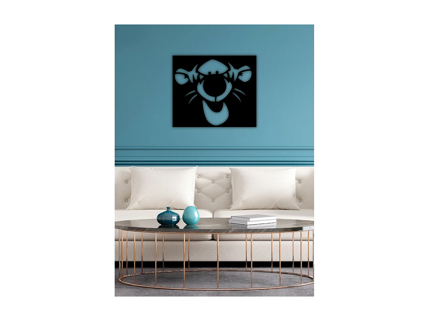 Dekoracja Metalowa Tygrys, Czarny, 58x1,5x50 cm, EPIKASA