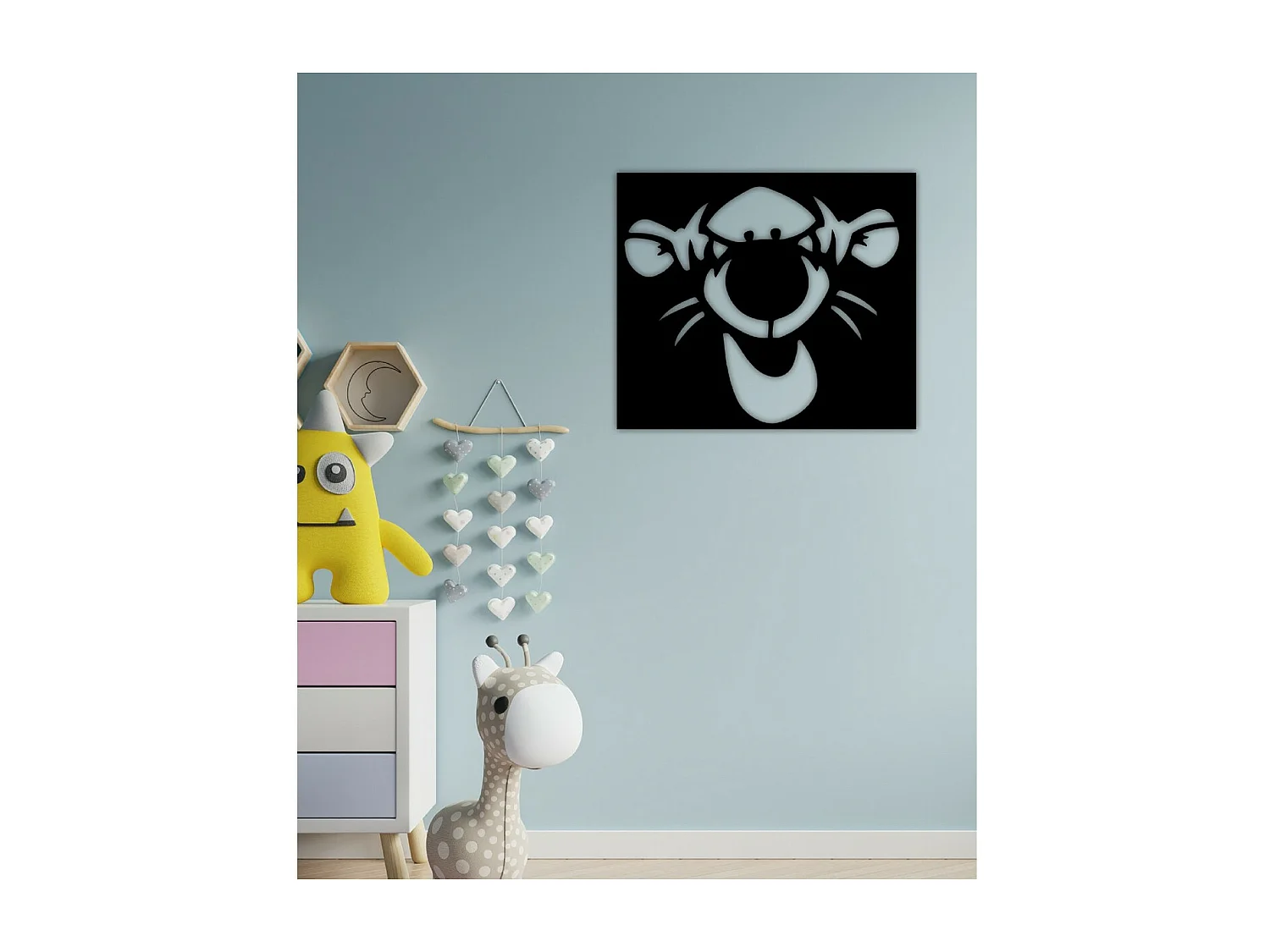 Dekoracja Metalowa Tygrys, Czarny, 58x1,5x50 cm, EPIKASA