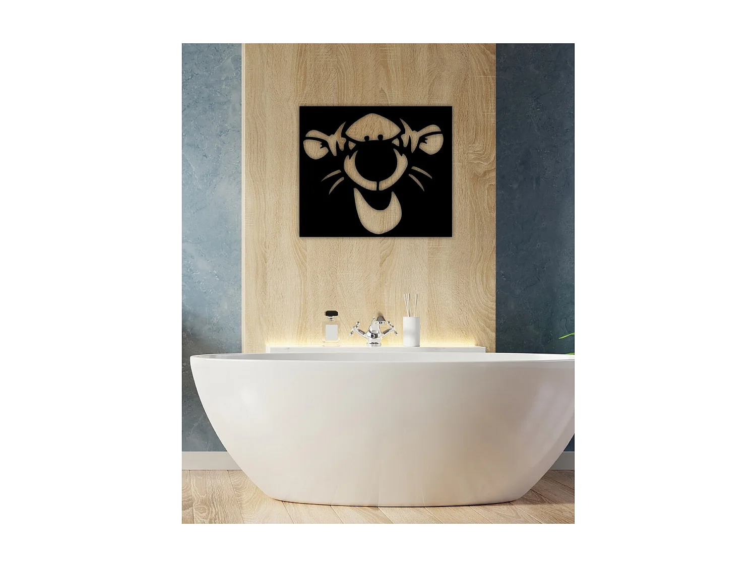 Dekoracja Metalowa Tygrys, Czarny, 58x1,5x50 cm, EPIKASA