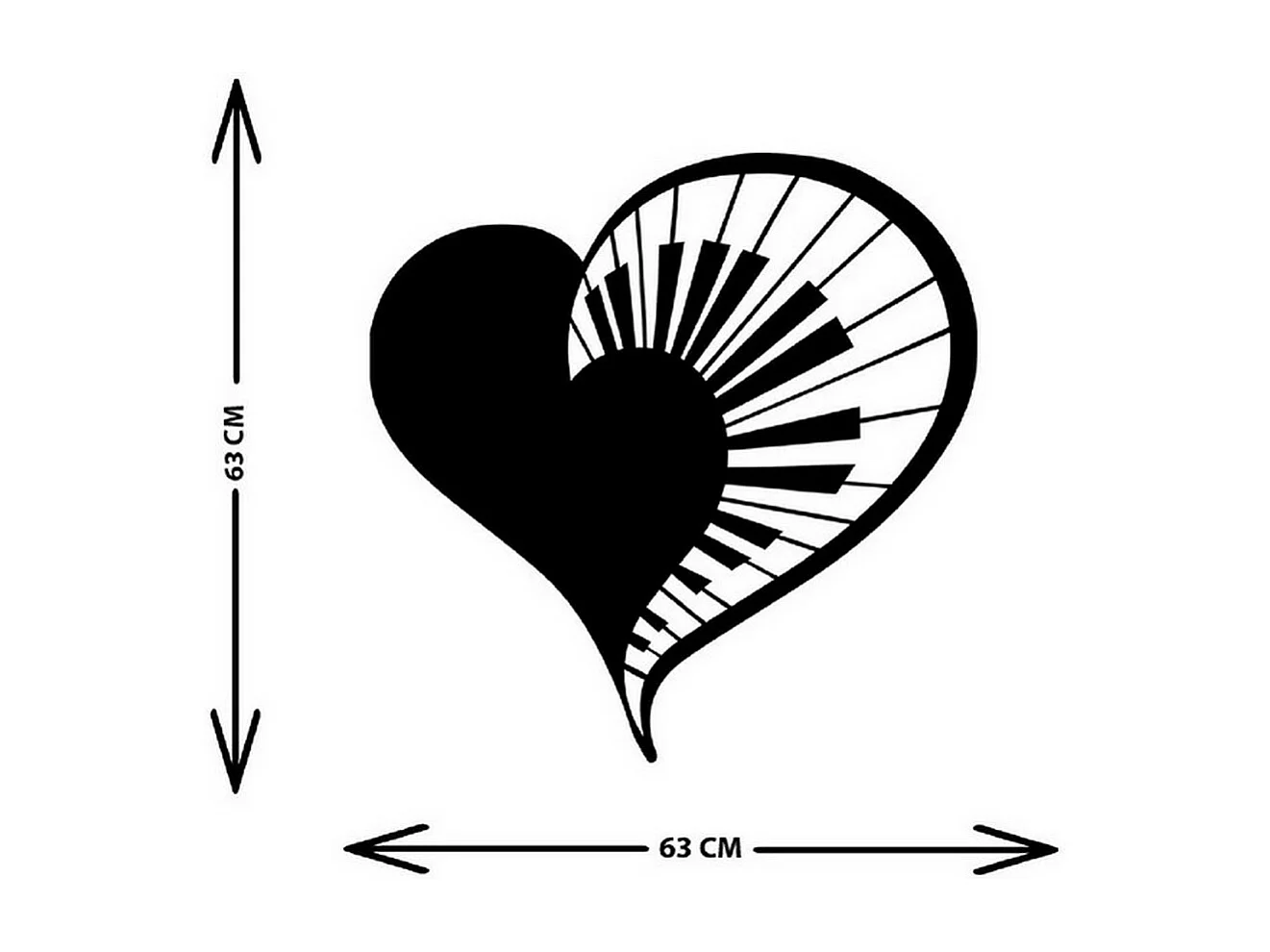 Dekoracja Metalowa Fortepian 5, Czarny, 63x1,5x63 cm, EPIKASA