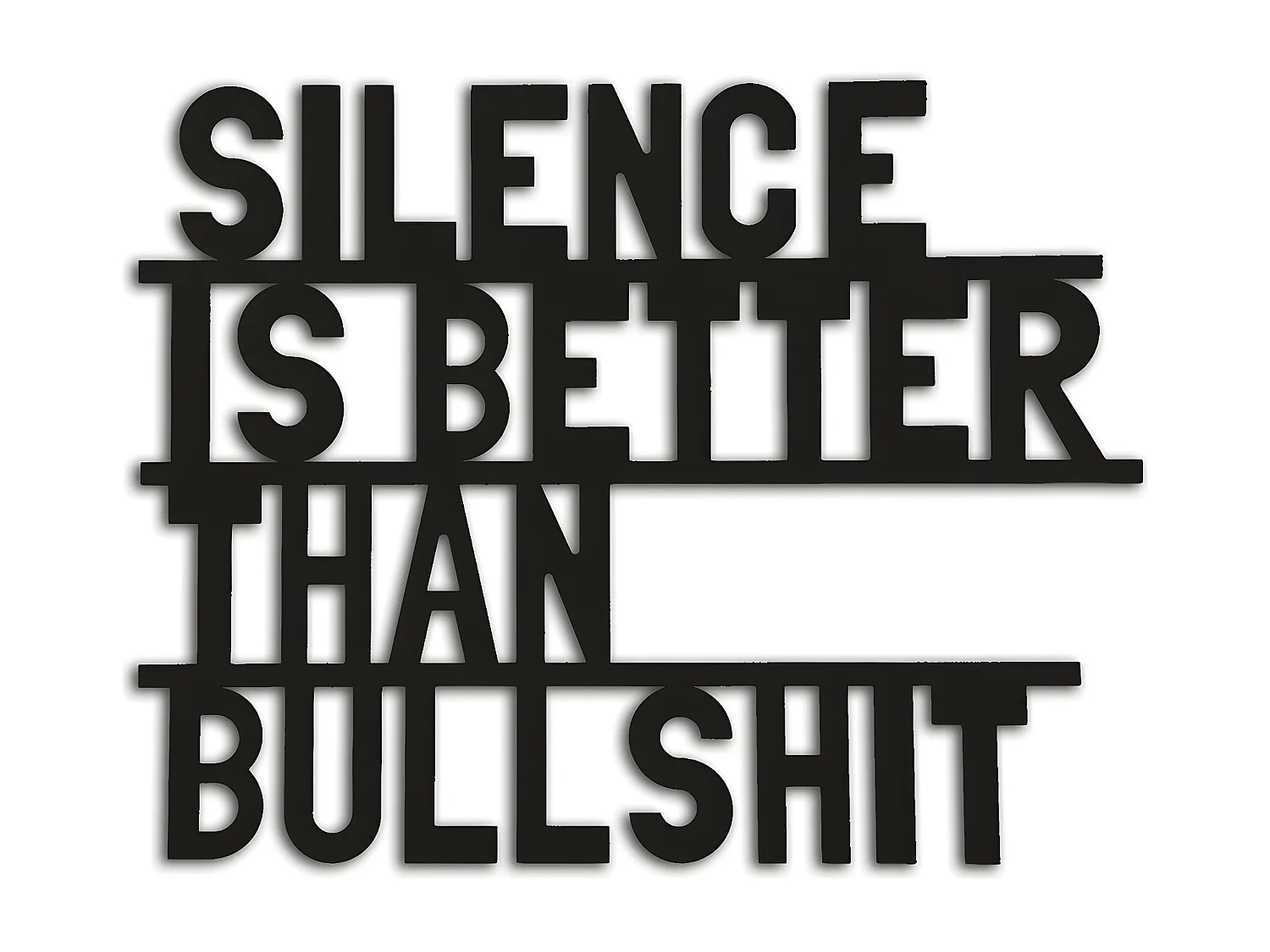 Décoration en Métal Silence, Noir, 50x1,5x40 cm, EPIKASA