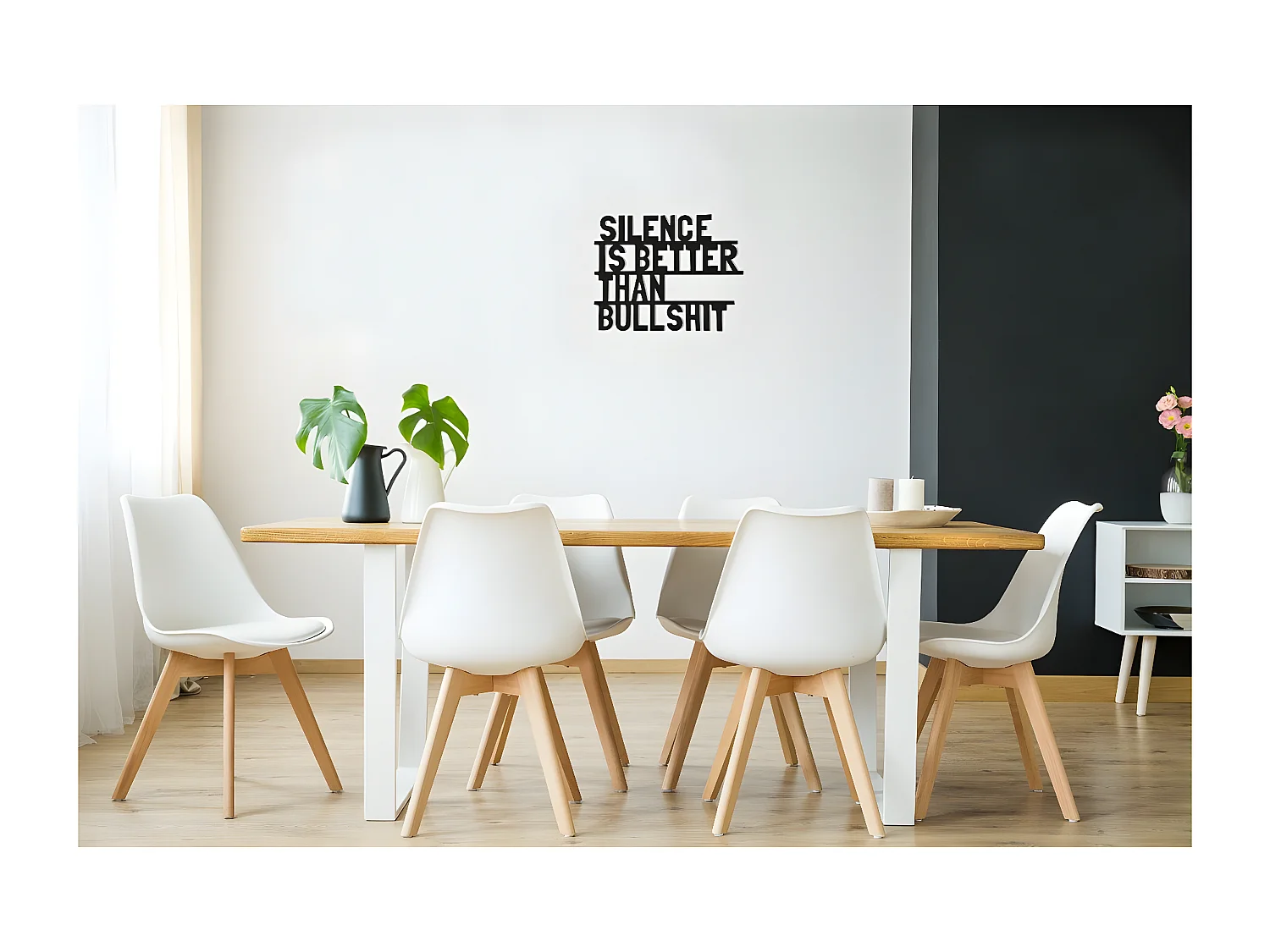 Décoration en Métal Silence, Noir, 50x1,5x40 cm, EPIKASA