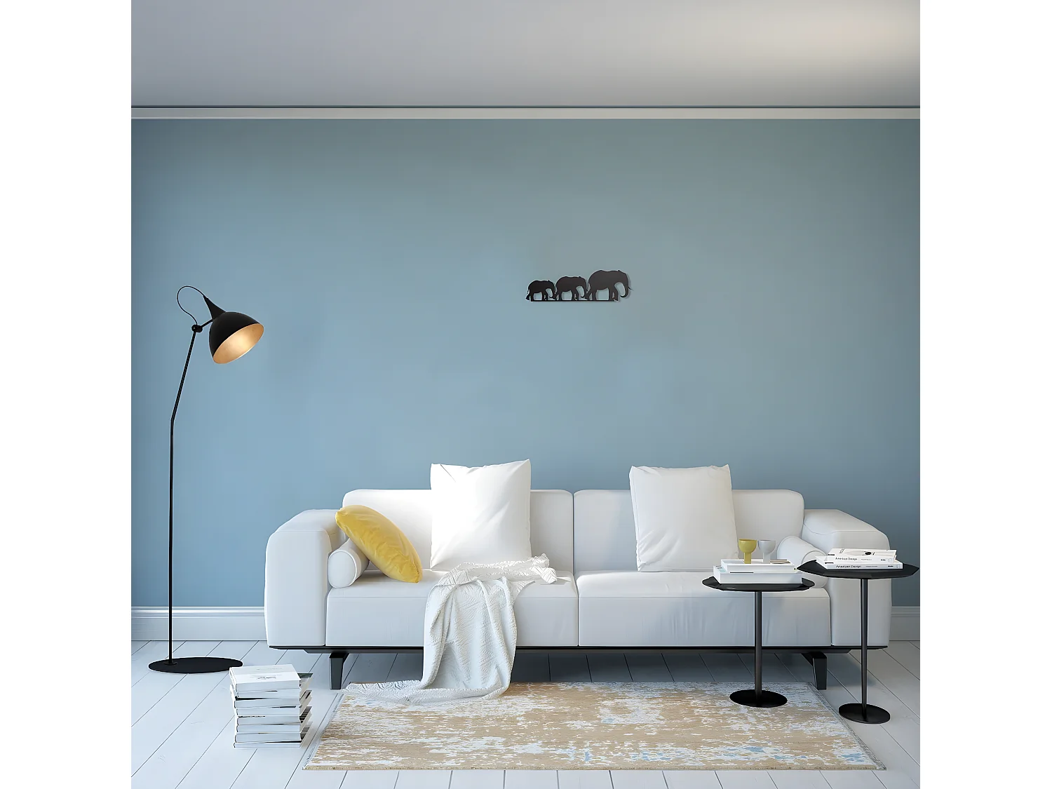 Metalen Decoratie Olifant 4 - Zwart - 50x1,5x15 cm - EPIKASA
