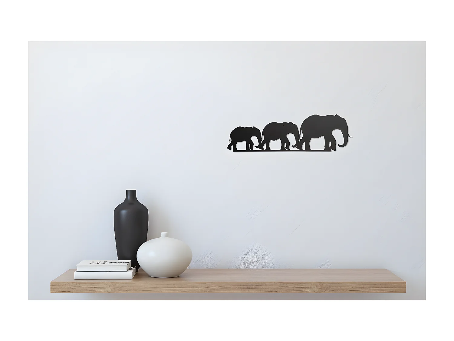 Metalen Decoratie Olifant 4 - Zwart - 50x1,5x15 cm - EPIKASA