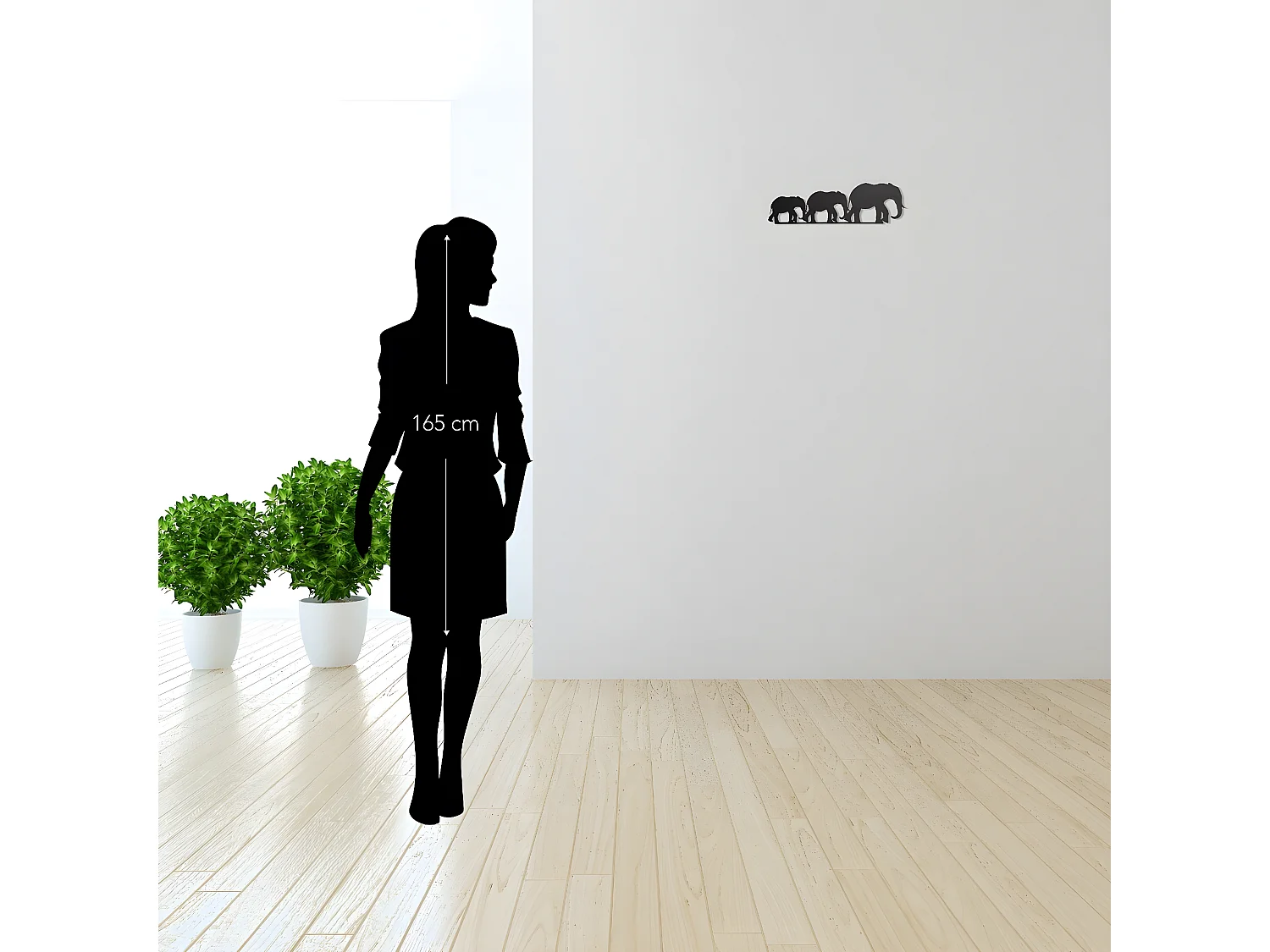 Metalen Decoratie Olifant 4 - Zwart - 50x1,5x15 cm - EPIKASA