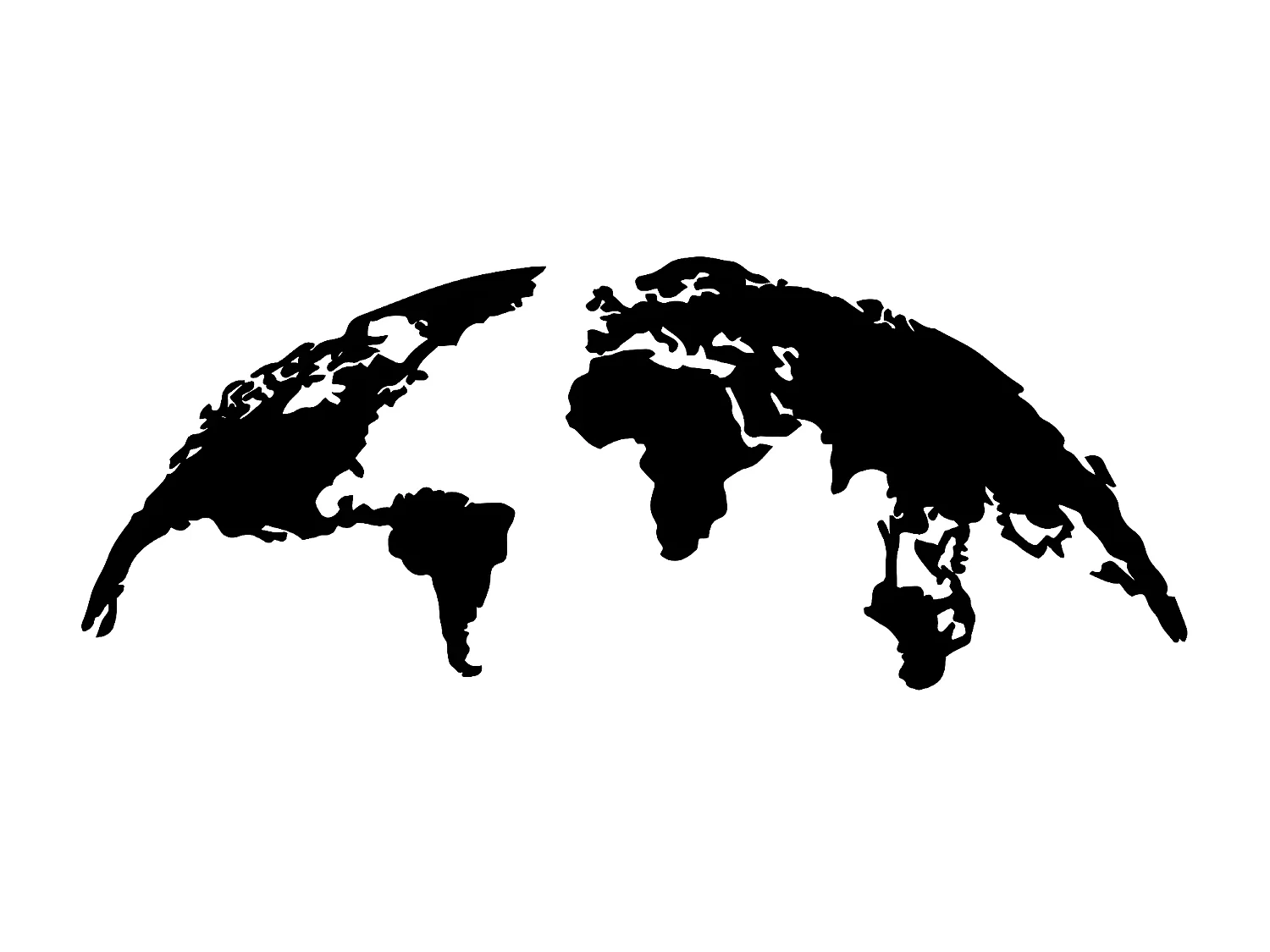 Décoration en Métal Carte du Monde 12, Noir, 112x1,5x42 cm, EPIKASA