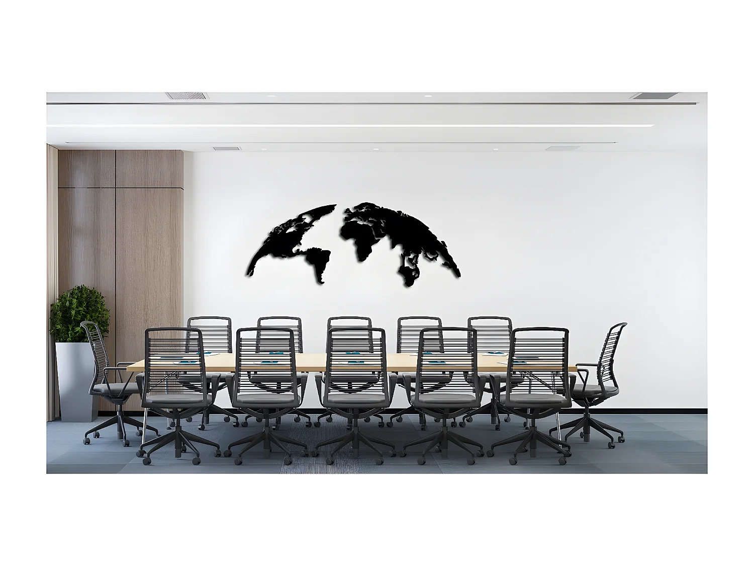 Décoration en Métal Carte du Monde 12, Noir, 112x1,5x42 cm, EPIKASA