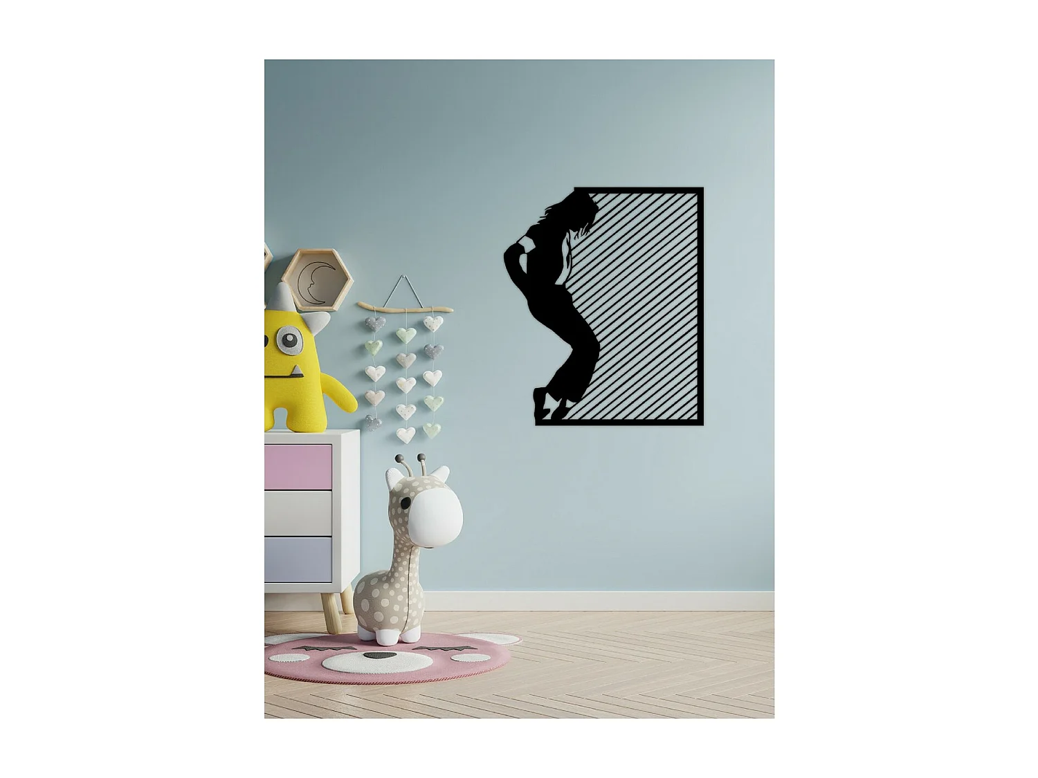 Décoration en Métal Micheal Jackson, Noir, 78x1,5x92 cm, EPIKASA